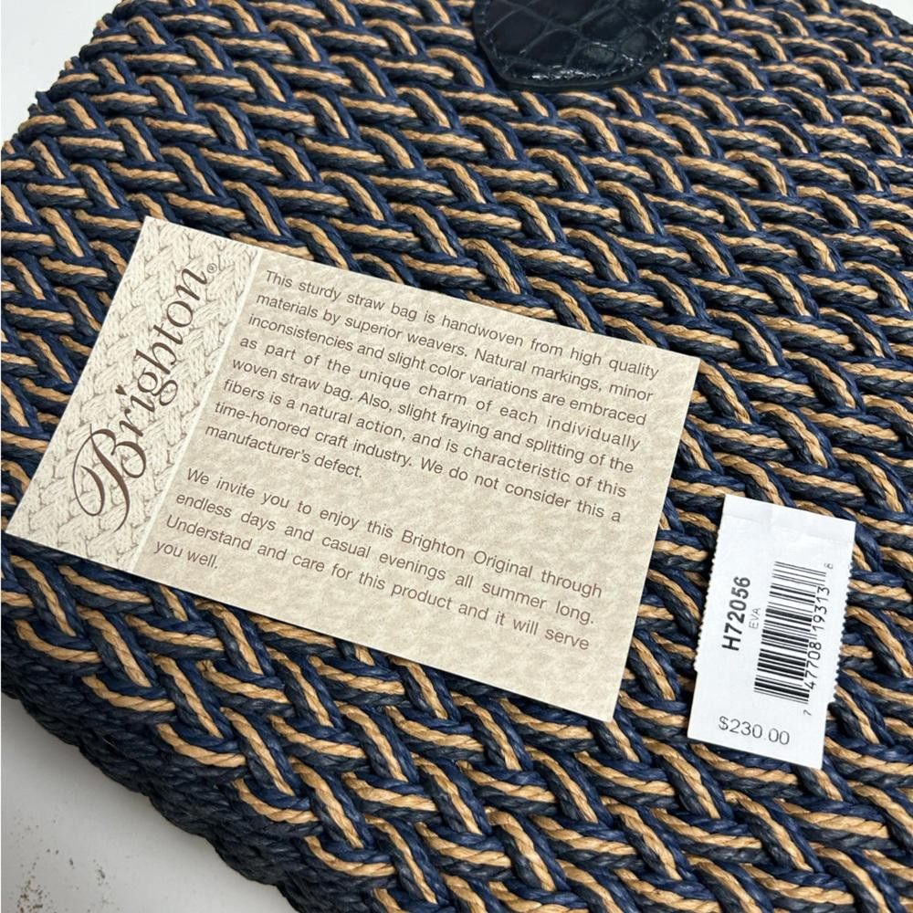 Brighton Brighton l NWOT Eva Straw Shoulder Navy Tan Bag Size ONE SIZE - 10 Thumbnail
