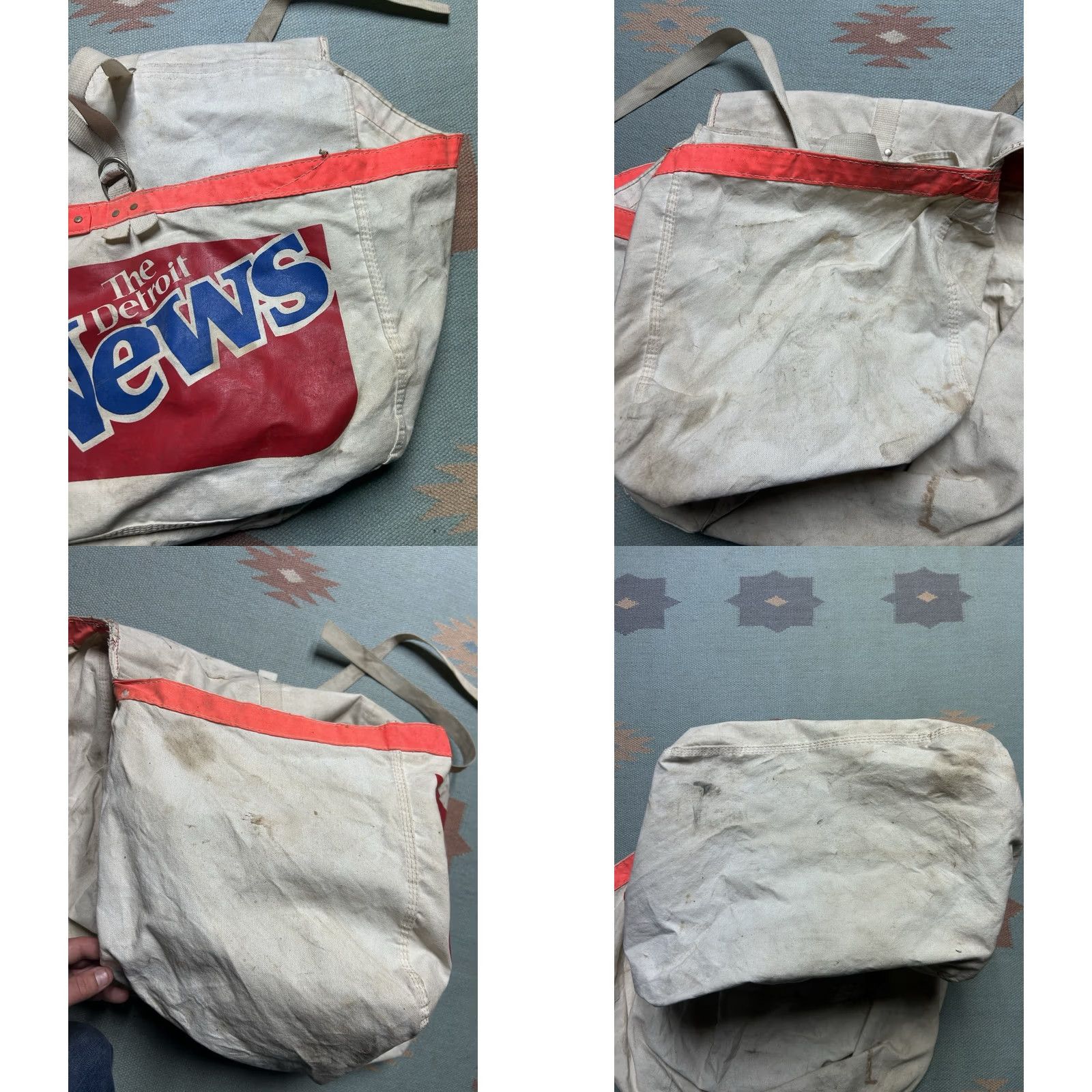 Vintage VINTAGE Detroit News newspaper saddle bag bicycle canvas double sided newsboy Men Beige Saddle Bag Newsboy Size ONE SIZE - 8 Thumbnail