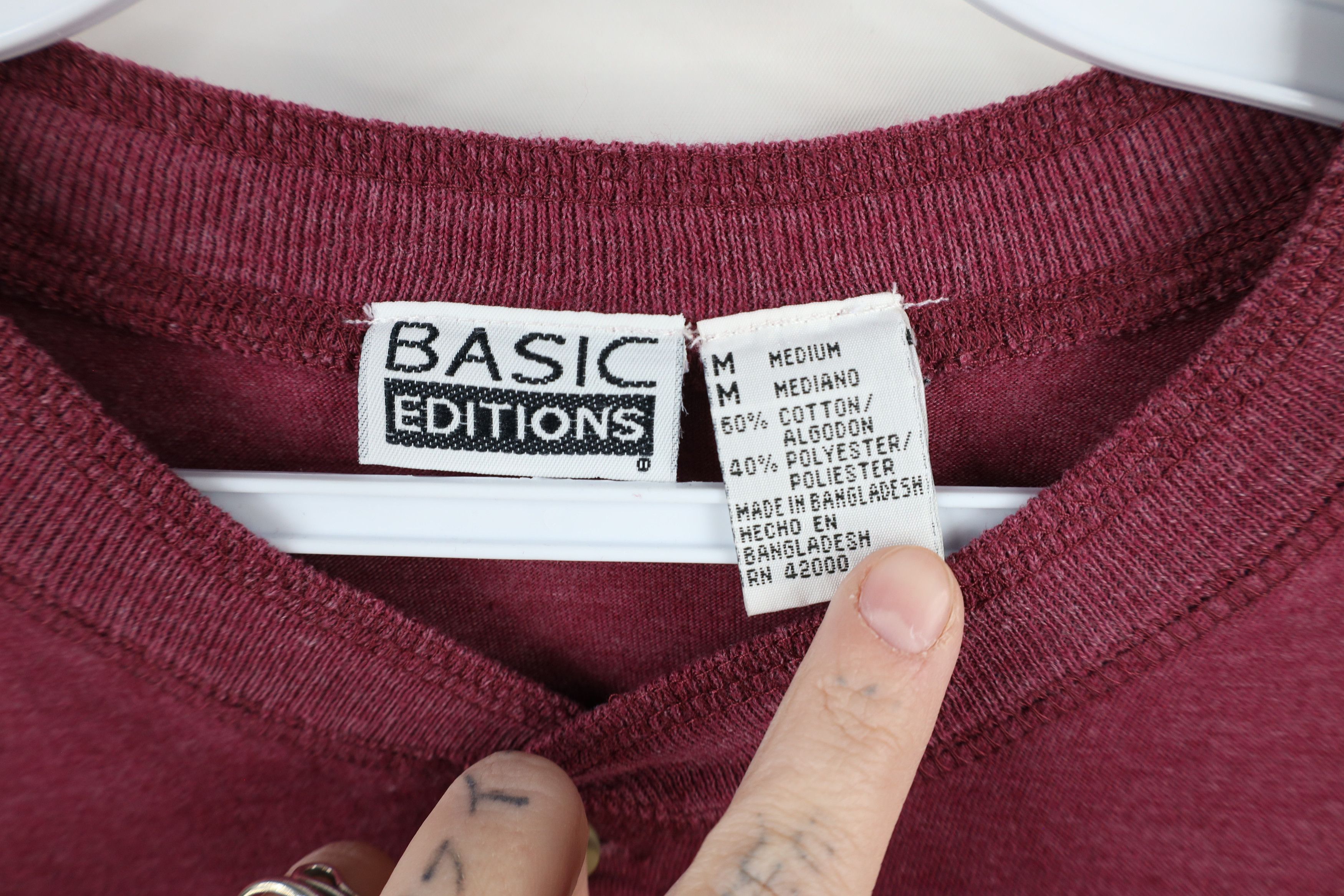 Vintage Vintage 90s Streetwear Blank Long Sleeve Henley T-Shirt Red Size US M / EU 48-50 / 2 - 8 Thumbnail