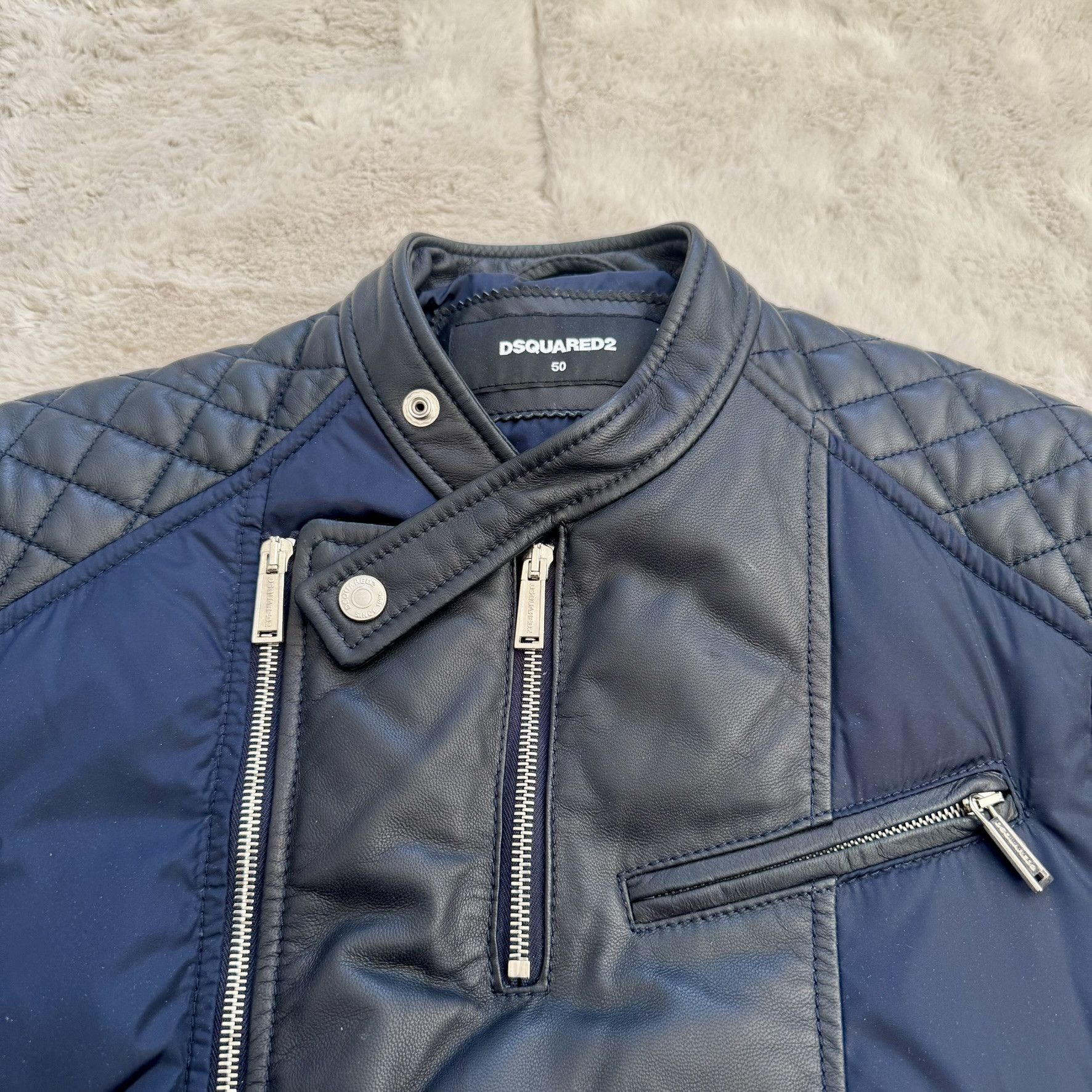 Dsquared2 Dsquared2 Quilted Nylon & Leather Biker Jacket – Size 50 (M) Size US M / EU 48-50 / 2 - 3 Thumbnail