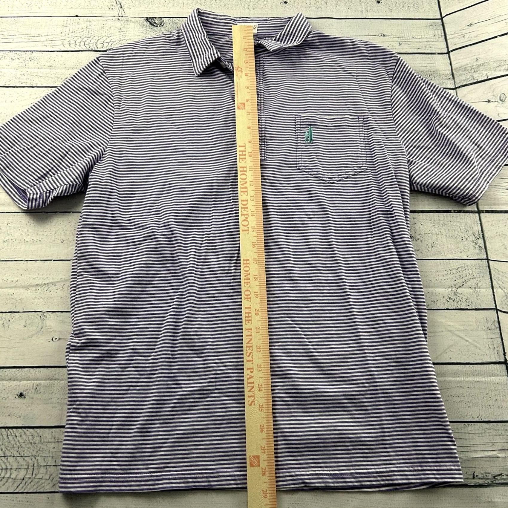 johnnie-O Johnnie-O Striped Short Sleeve Button Front Pocket Polo Shirt Men's Large Purple Size US L / EU 52-54 / 3 - 4 Thumbnail