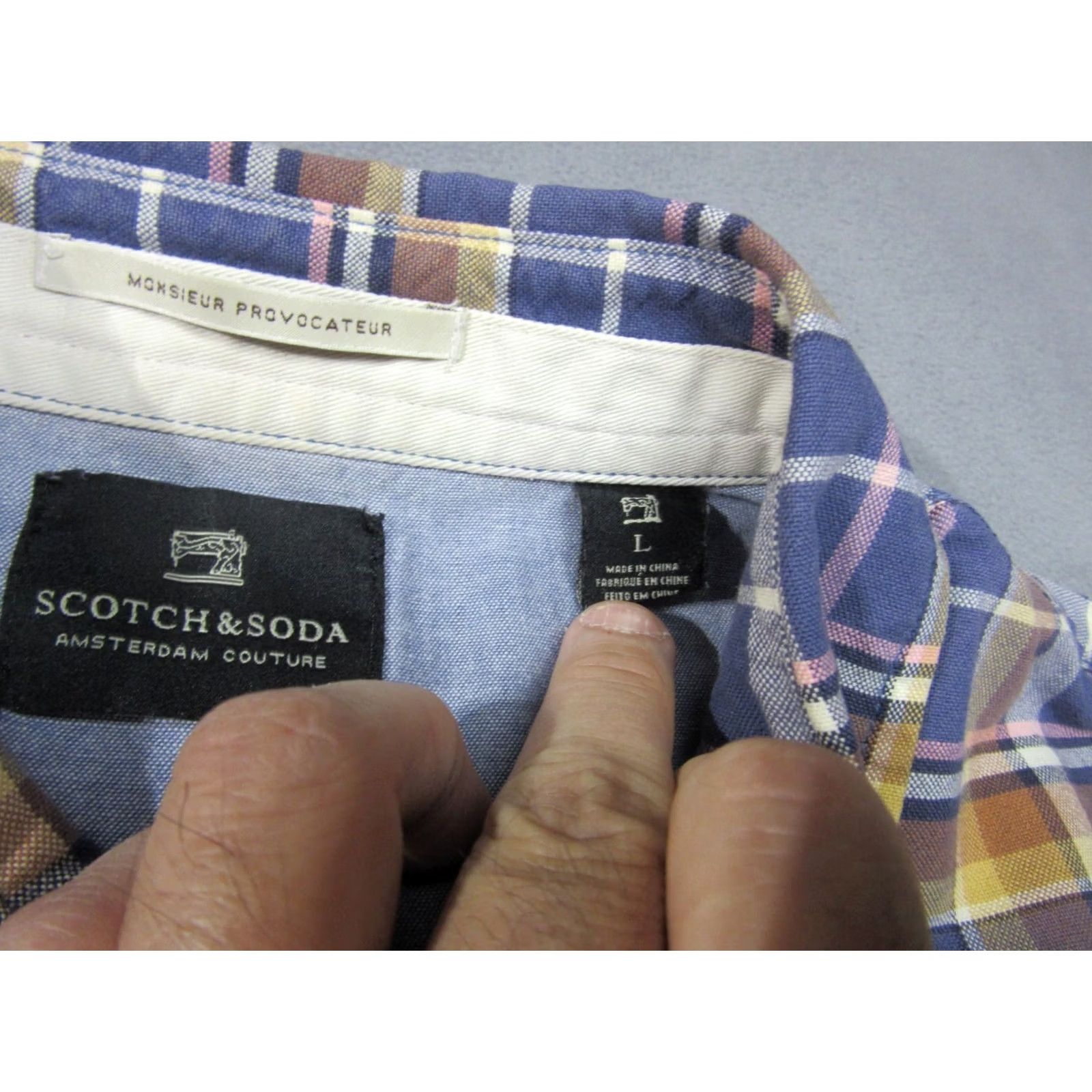 Scotch & Soda Scotch & Soda Shirt Mens Large Blue Plaid Button-Up Casual Monsieur Provocateur Size US L / EU 52-54 / 3 - 7 Thumbnail