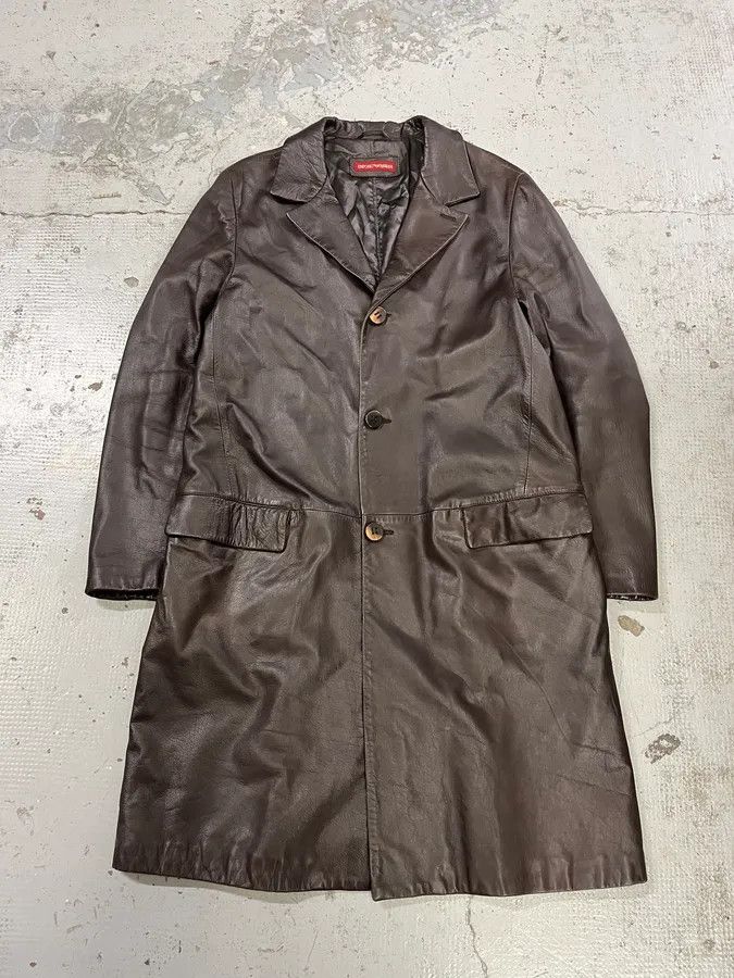 Emporio Armani 1990s Emporio Armani Dark Brown Leather Trench Coat Size US M / EU 48-50 / 2 - 4 Thumbnail