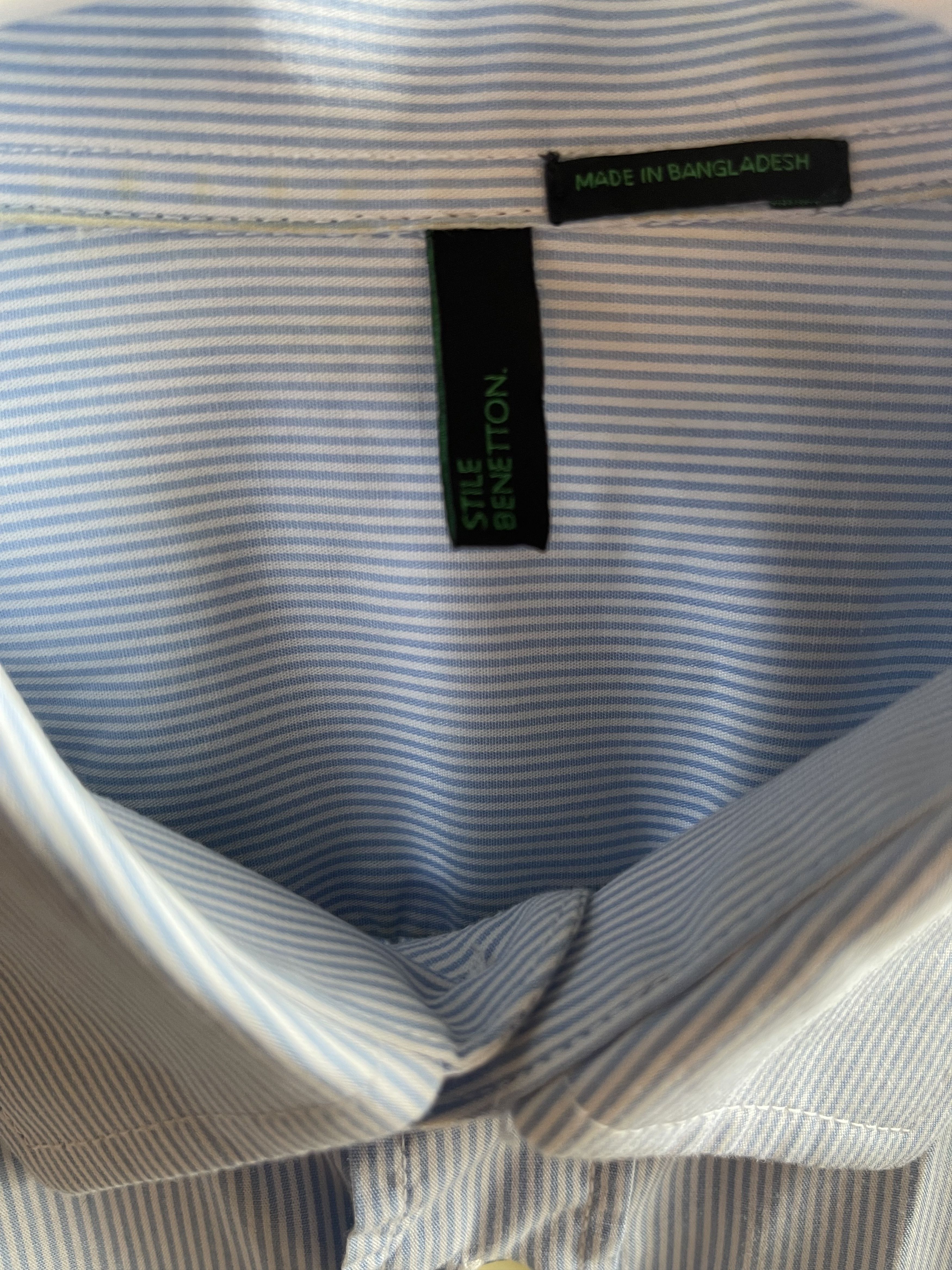 United Colors Of Benetton Light Blue Pin Stripe Tailored Shirt Size 38R - 2 Thumbnail