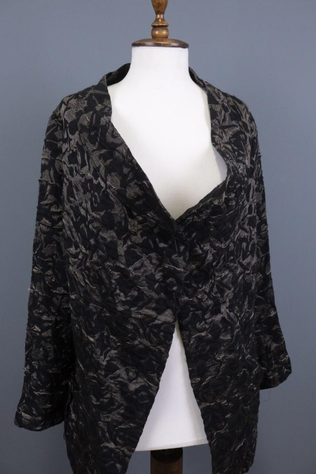Designer Ischiko Black Lagenlook Wool Knit Cardigan Sweater US 12 Size XL / US 12-14 / IT 48-50 - 5 Thumbnail