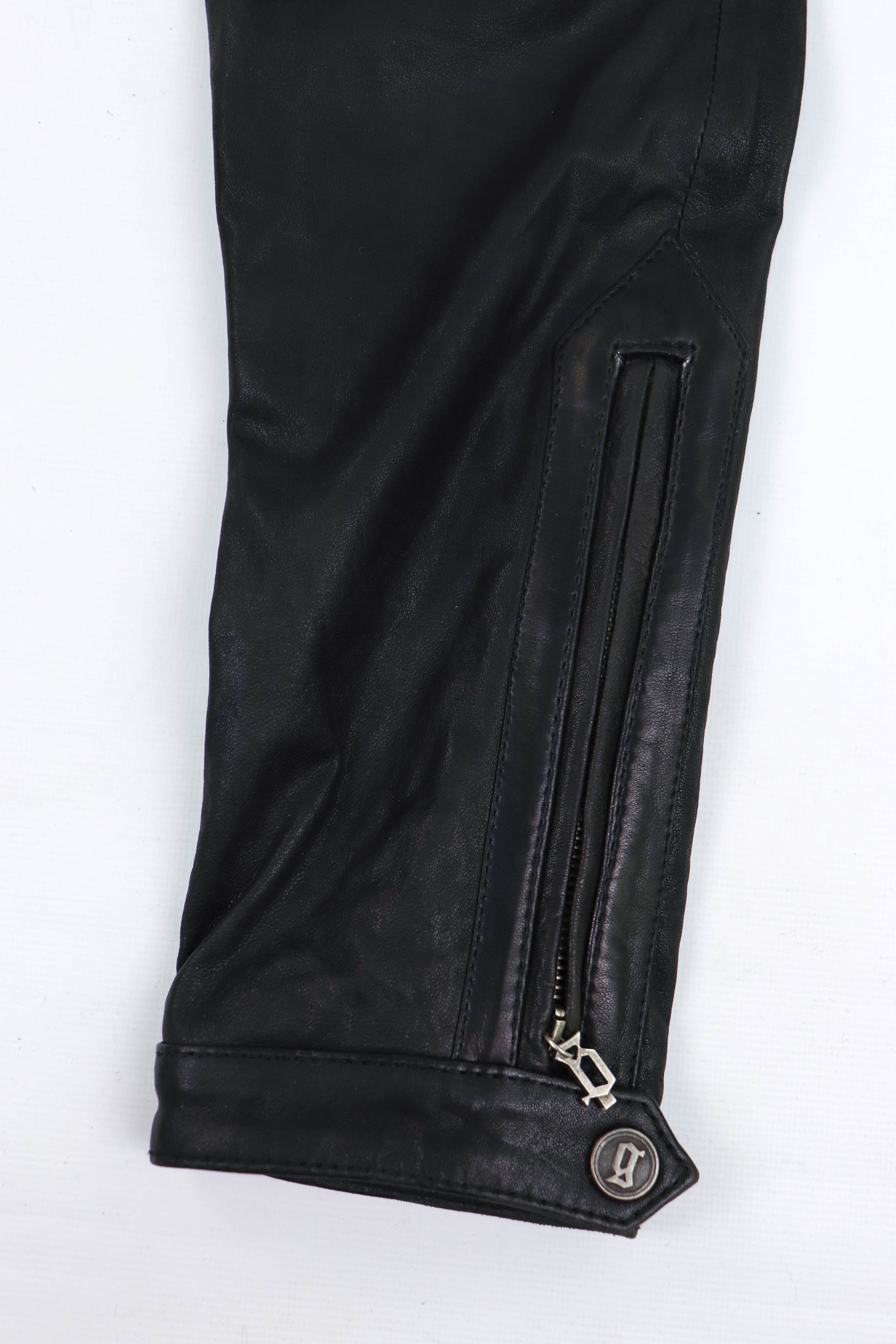 John Galliano Vintage Galliano 2000s Black Leather Zip Biker Pants Size 30" / US 8 / IT 44 - 13 Thumbnail