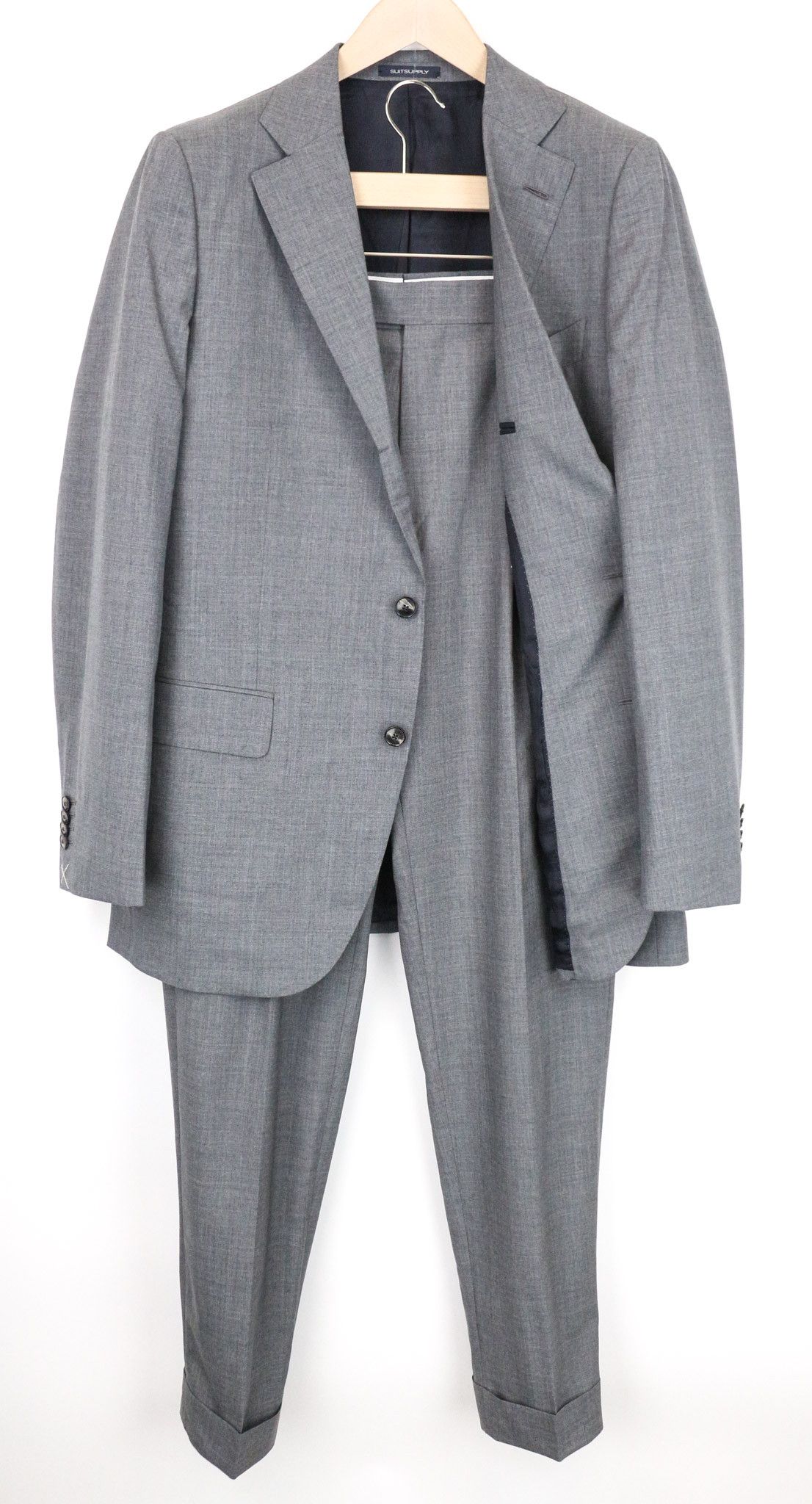 LA SPALLA UK44L Wool S120s Grey Slim Suit 73937