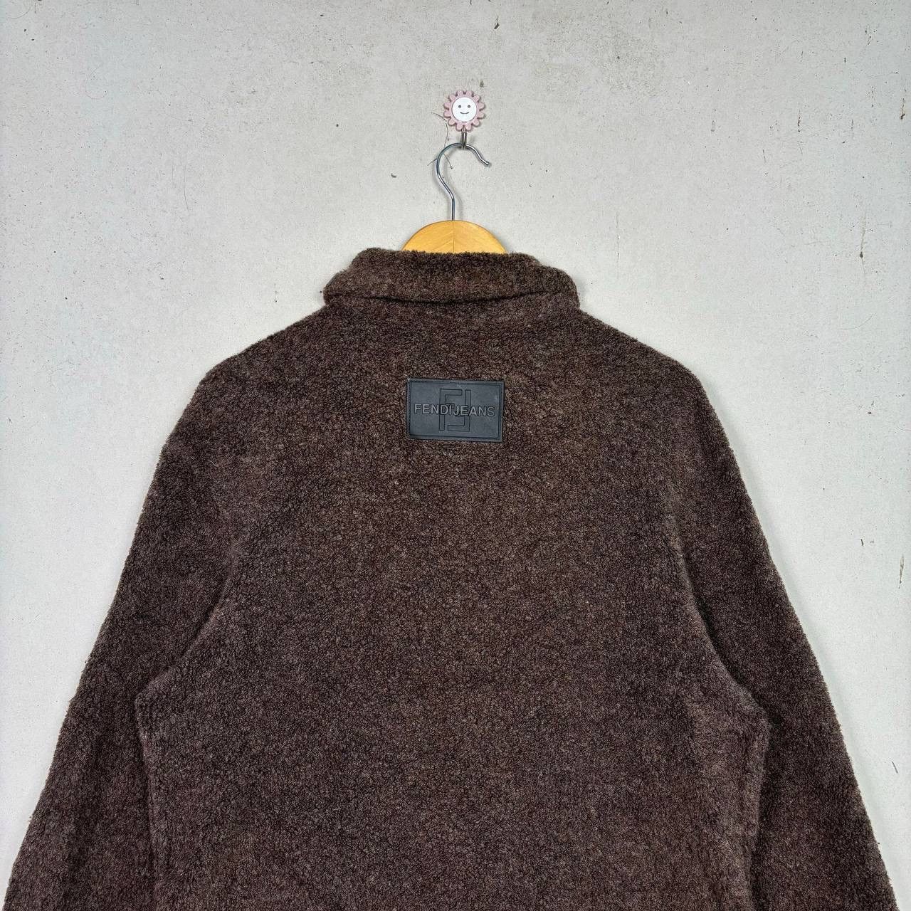 Fendi Vtg 90s FENDI Jeans Teddy Fleece Jacket Brown Wool Size 42 Size US L / EU 52-54 / 3 - 7 Thumbnail