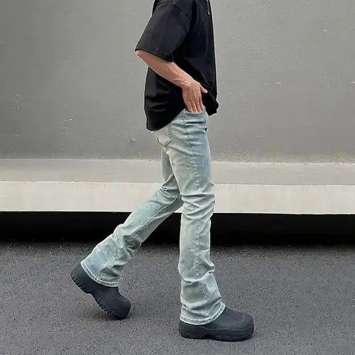 Jean Skinny Jeans Plain Vintage Flared Trousers Y2k Pockets y2k Size US 32 / EU 48 - 3 Thumbnail