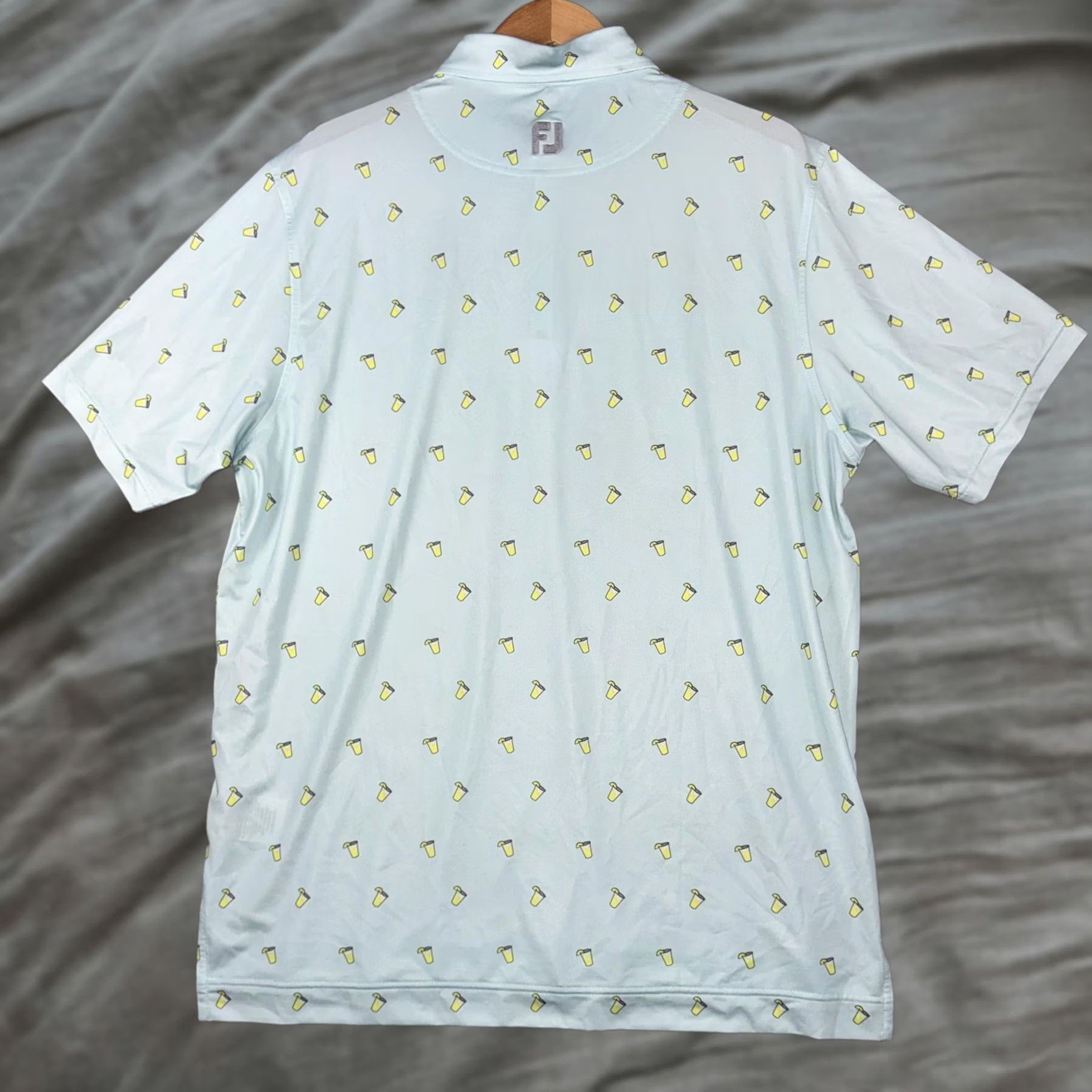 Footjoy FootJoy Polo Shirt Mens Large Blue Lemonade Drink Print Golf Performance Stretch Size US L / EU 52-54 / 3 - 1 Thumbnail