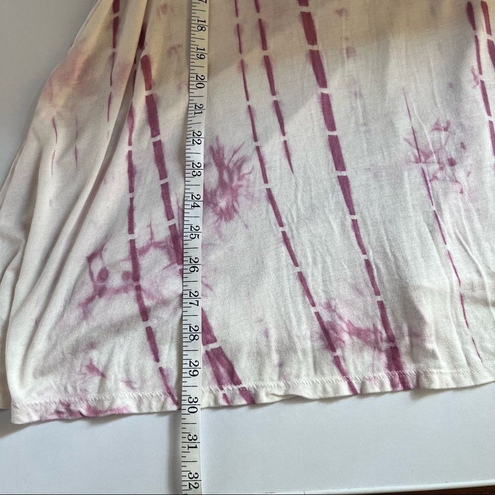 Designer Tie Dye Tunic Dress with Criss Cross Back. Pink White Small Size ONE SIZE - 6 Thumbnail