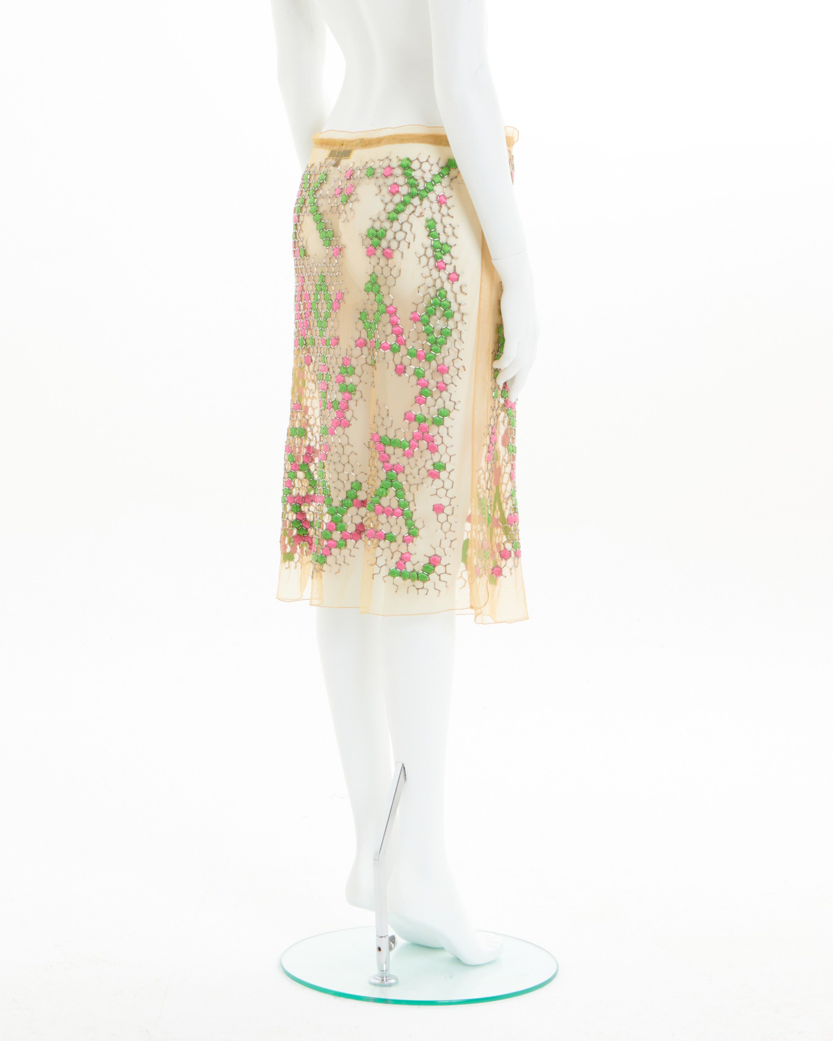 Fendi × Karl Lagerfeld S/S 2000 Embroidered mesh skirt Size 28" / US 6 / IT 42 - 5 Thumbnail