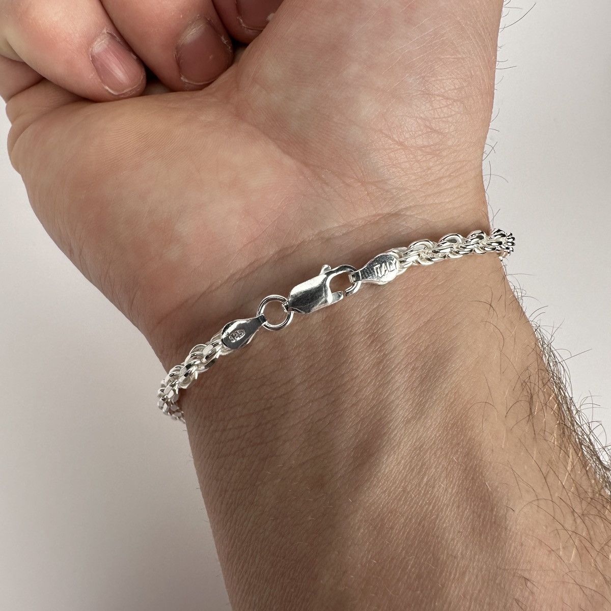 Jewelry Silver Bracelet Solid .925 Silver Rope Bracelet 4mm 7 Inches Size ONE SIZE - 6 Thumbnail