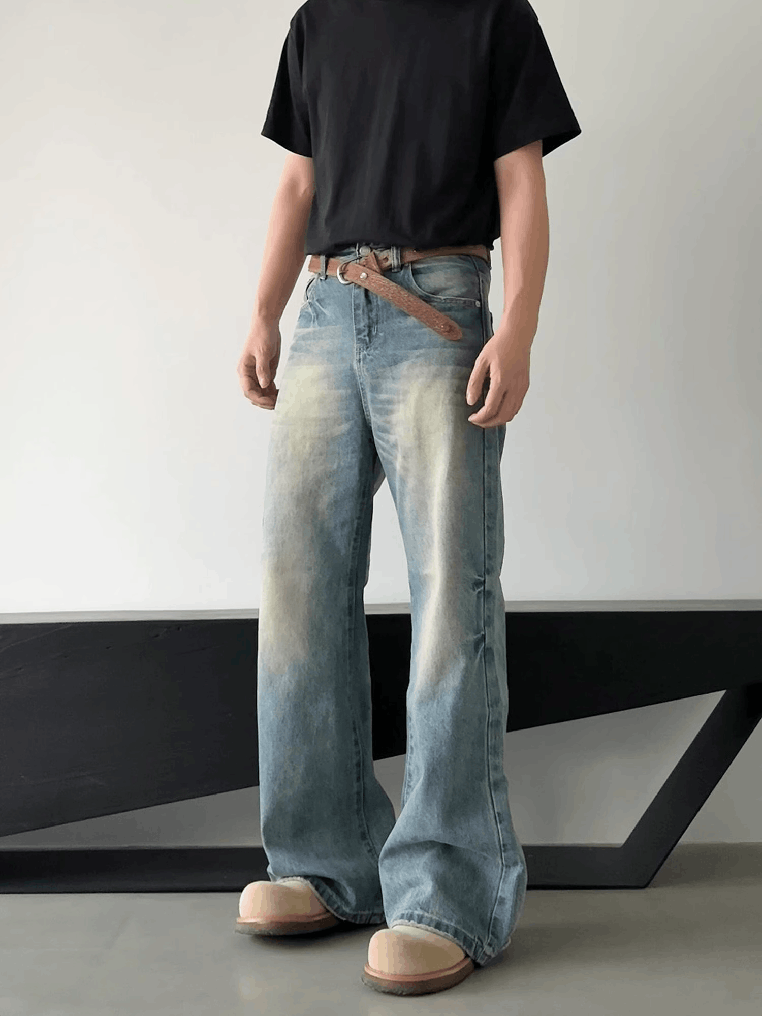 Japanese Brand Light Blue Wide Leg Flare Jeans Size US 32 / EU 48 - 5 Thumbnail