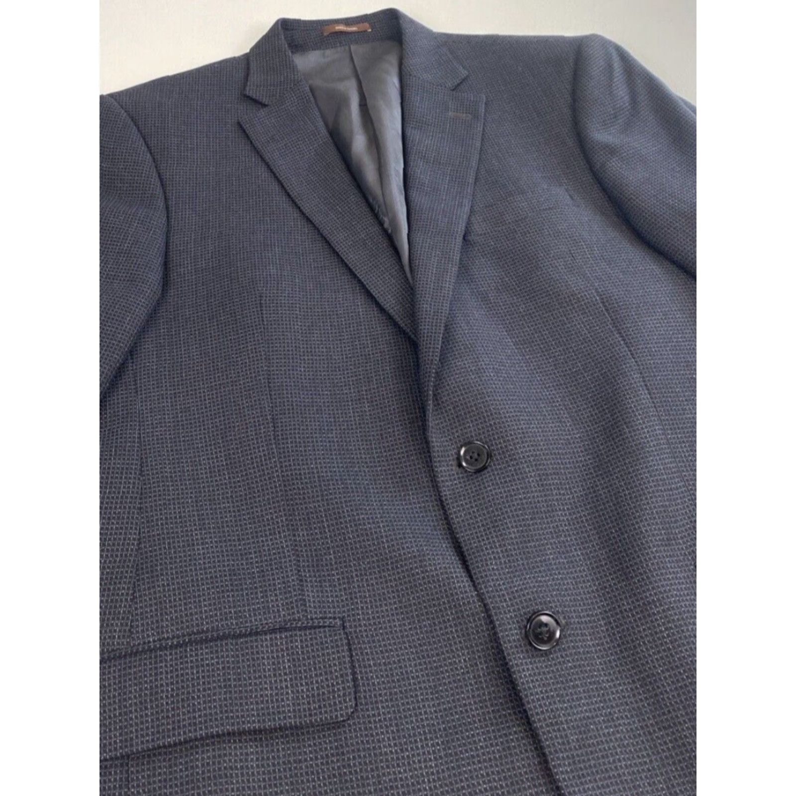 Peter Millar Peter Millar Blazer 42 Charcoal Wool Single-Breasted Two-Button Mens Jacket Coat Sports Coat Check Vintage/Designer Jacket Size 42R - 6 Thumbnail