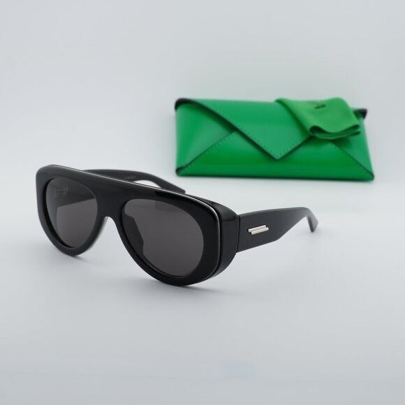 Bottega Veneta Bottega Veneta BV1362S 001 Sunglasses Black Geometric Frame Size ONE SIZE - 1 Thumbnail