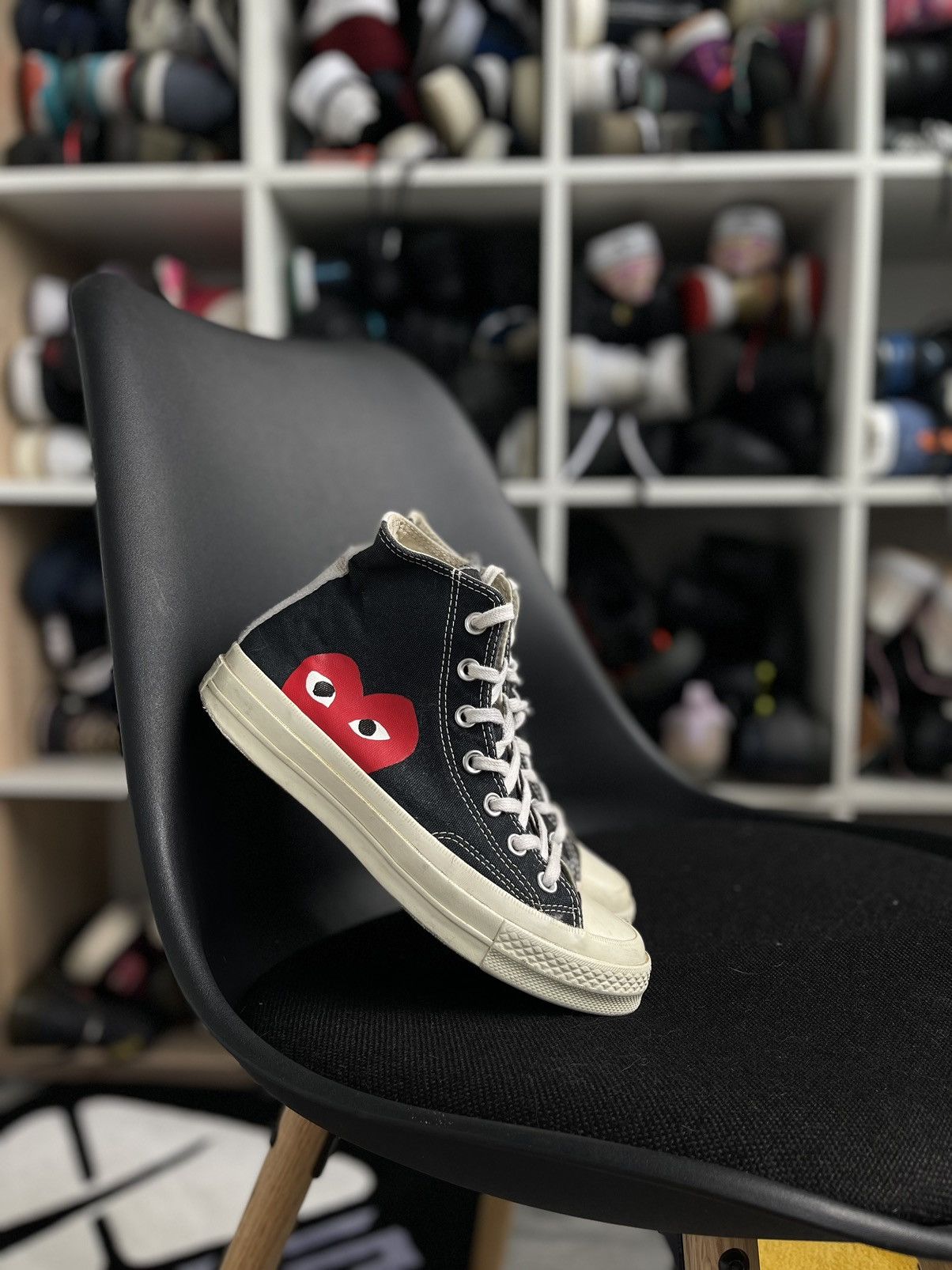 Cdg converse black high top on sale