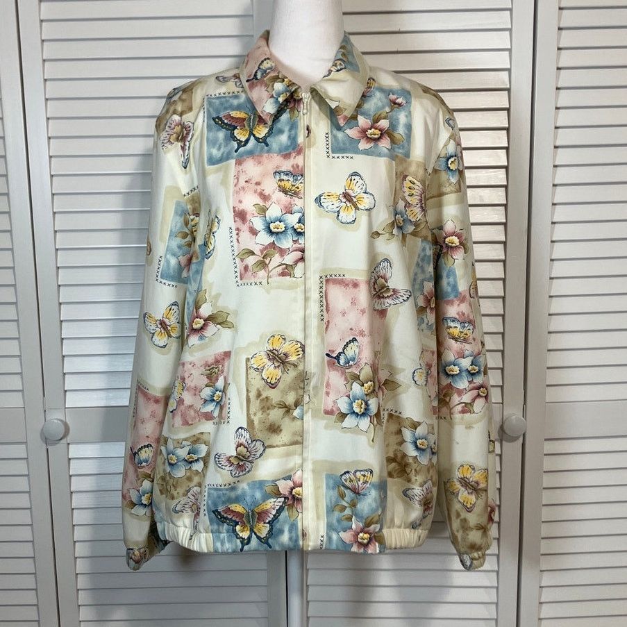 Other Alfred Dunner Vintage Butterfly Pastel Women Jacket 14 Size XL / US 12-14 / IT 48-50 - 1 Thumbnail