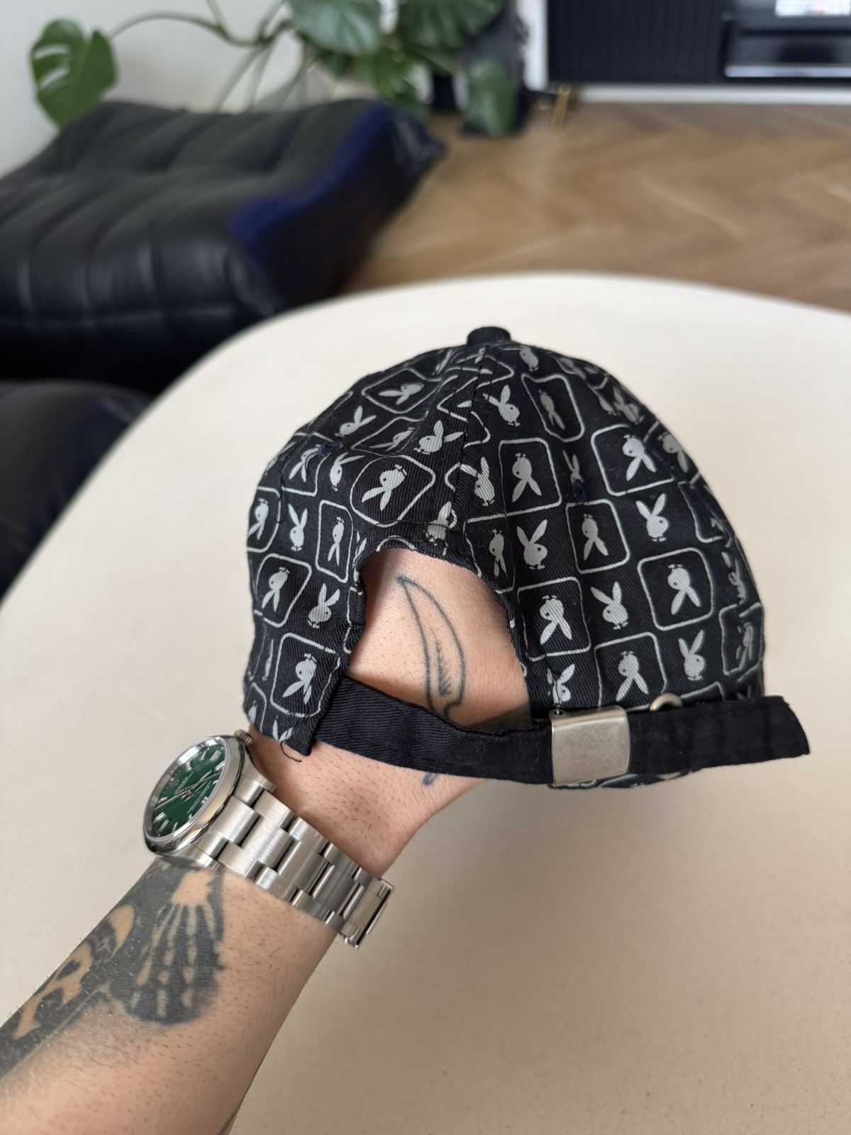 Vintage Vintage Playboy Dior Vibe Monogram Logo Dad Hat Black Sexy Size ONE SIZE - 3 Thumbnail