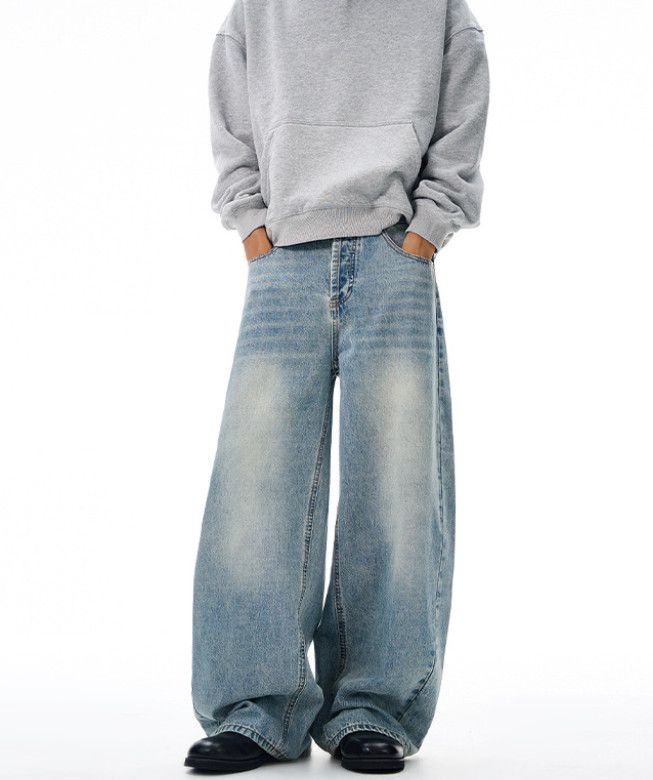 Vintage American street retro wide-leg straight jeans for men Size US 32 / EU 48 - 1 Thumbnail