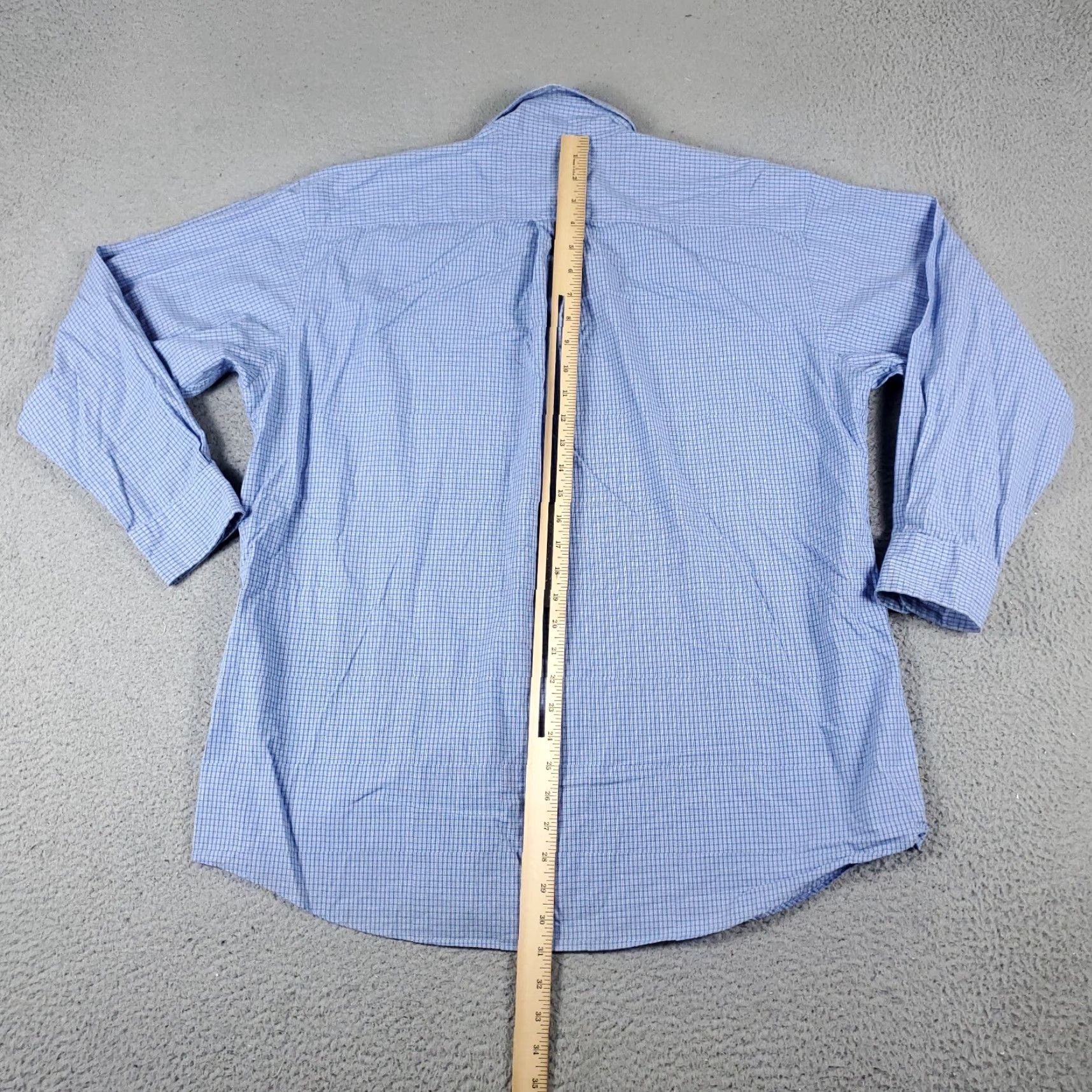 Tommy Hilfiger Tommy Hilfiger Dress Shirt Mens 16 Blue Check Button Up Long Sleeve Casual Size 42R - 5 Thumbnail