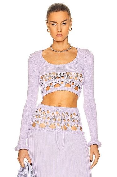 Christopher Esber Crochet Long Sleeve Crop Top Size XXS / US 00 / IT 34 - 3 Thumbnail