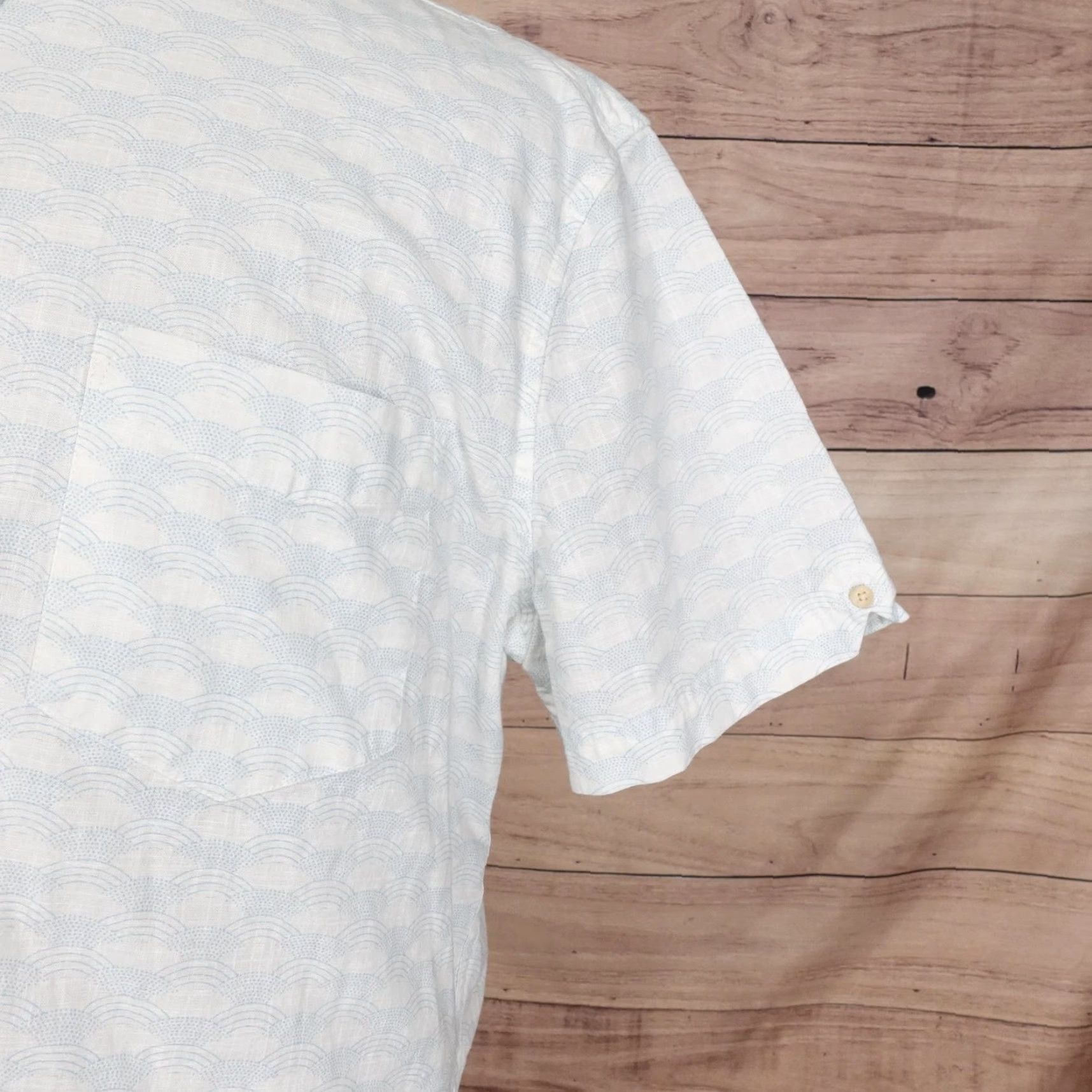 Ben Sherman BEN SHERMAN Shirt Mens XL White Micro Print Short Sleeve Button Down Stretch Cotton Blend Size US XL / EU 56 / 4 - 3 Thumbnail