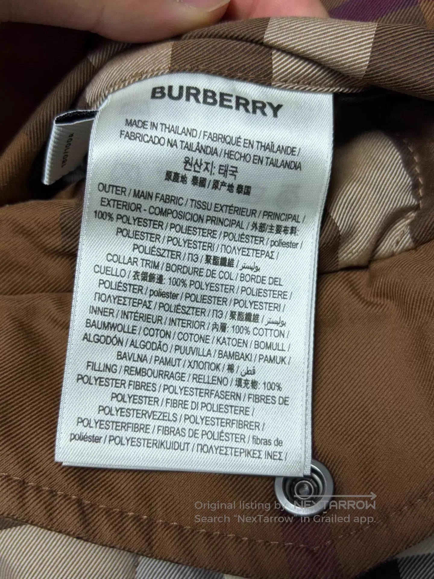 Burberry Brown Quilted Jacket with Button Front - Size L. Size US L / EU 52-54 / 3 - 8 Thumbnail