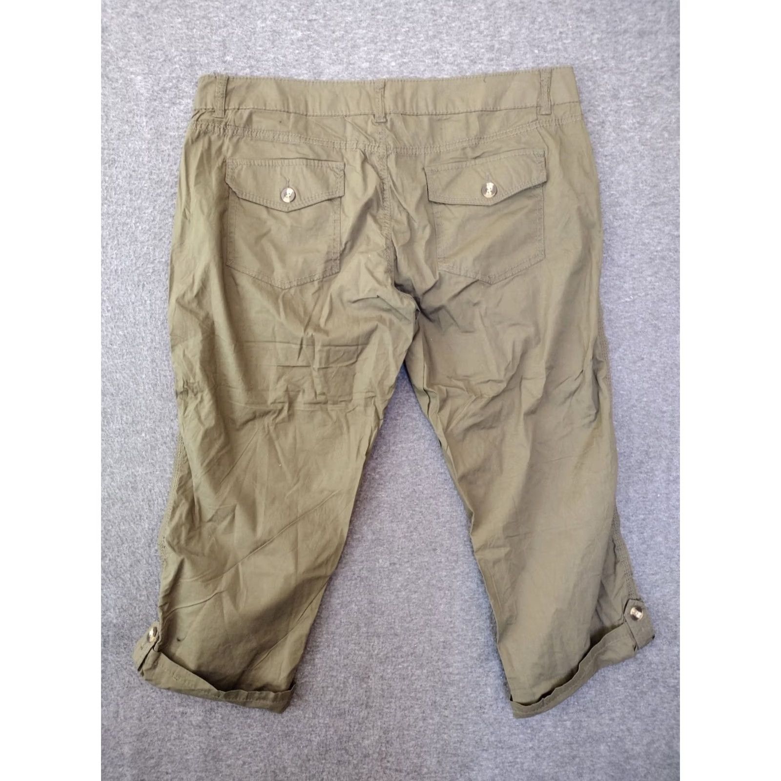 Olive Unbranded Capri Pants Olive Cropped Cotton Blend Capri's with Cuffed Leg Size 15 Size 36" / US 14 / IT 50 - 2 Thumbnail