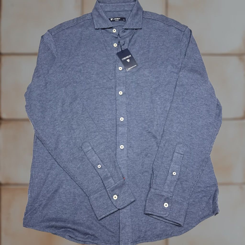Cremieux Cremieux Button-Up Shirt Mens L Waffle Knit Thermal Long Sleeve Blue Cotton Polyester Solid Shirt Size US L / EU 52-54 / 3 - 1 Thumbnail