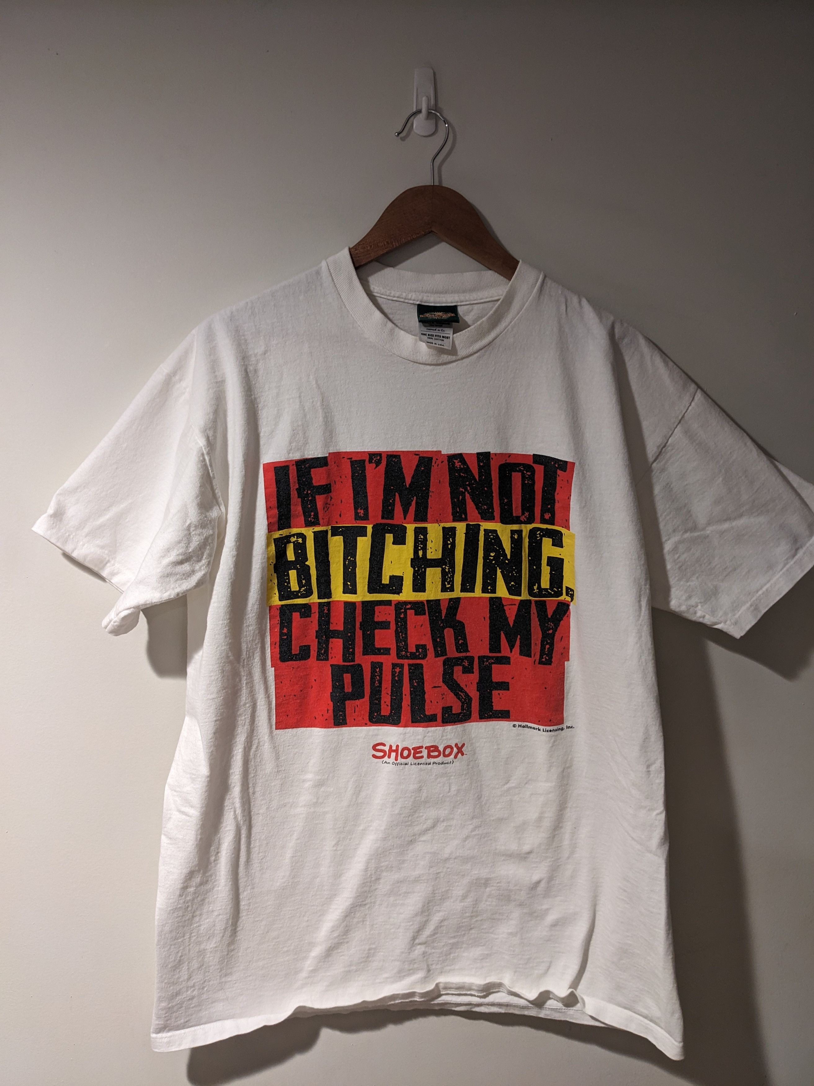 Gildan × Vintage Vintage If I'm Not Bitching Check My Pulse Shoebox T-Shirt Size US L / EU 52-54 / 3 - 1 Thumbnail
