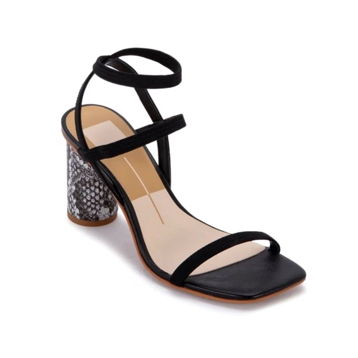 Dolce Vita Dolce Vita Nixon Black Elastic Reptile Snake Heel Sandals 7.5 Women Sandal Party/Cocktail Spring Summer 2.75" Heel Size US 8 / IT 38 - 7 Thumbnail