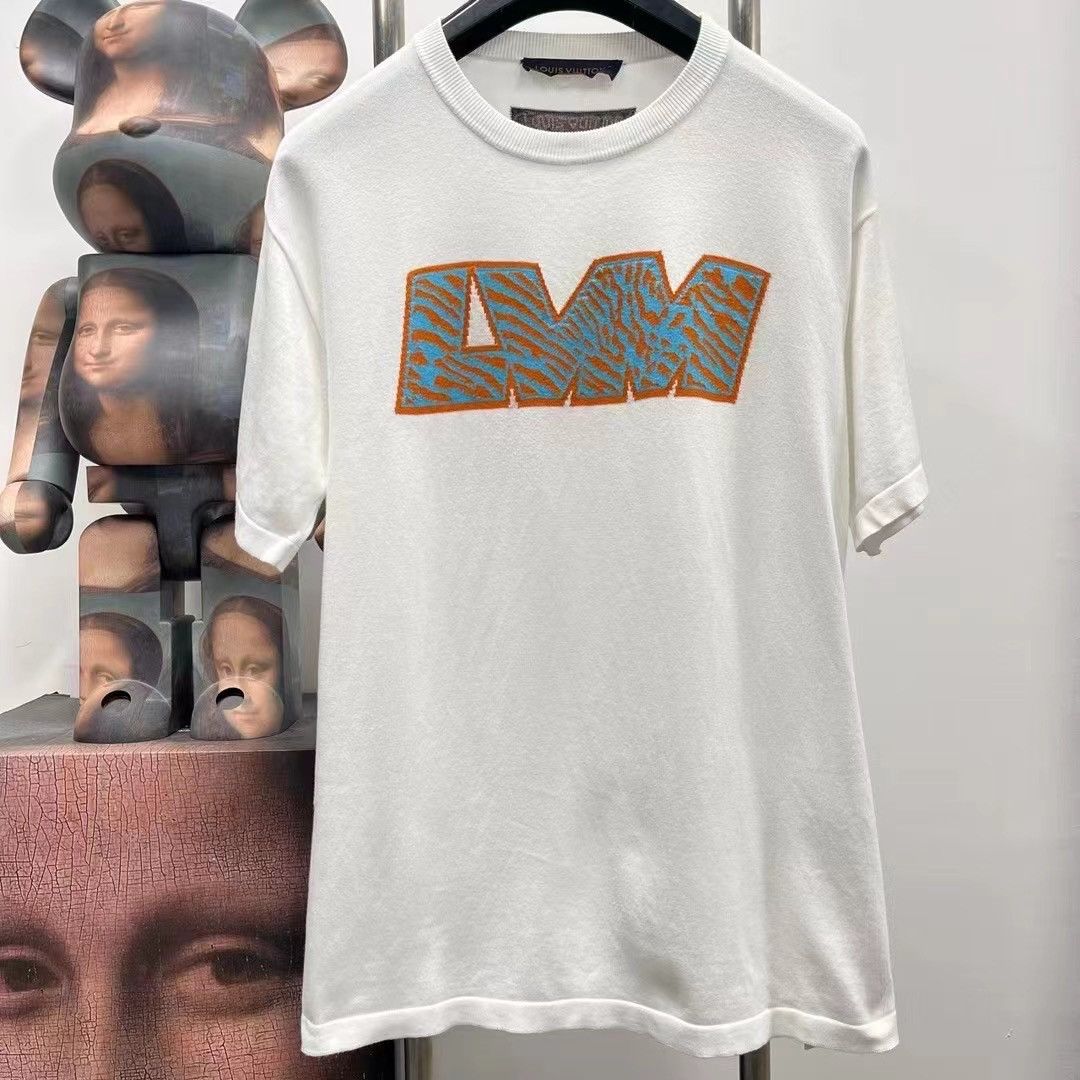 Louis Vuitton LV Blue and Orange Knit Short Sleeve Shirt