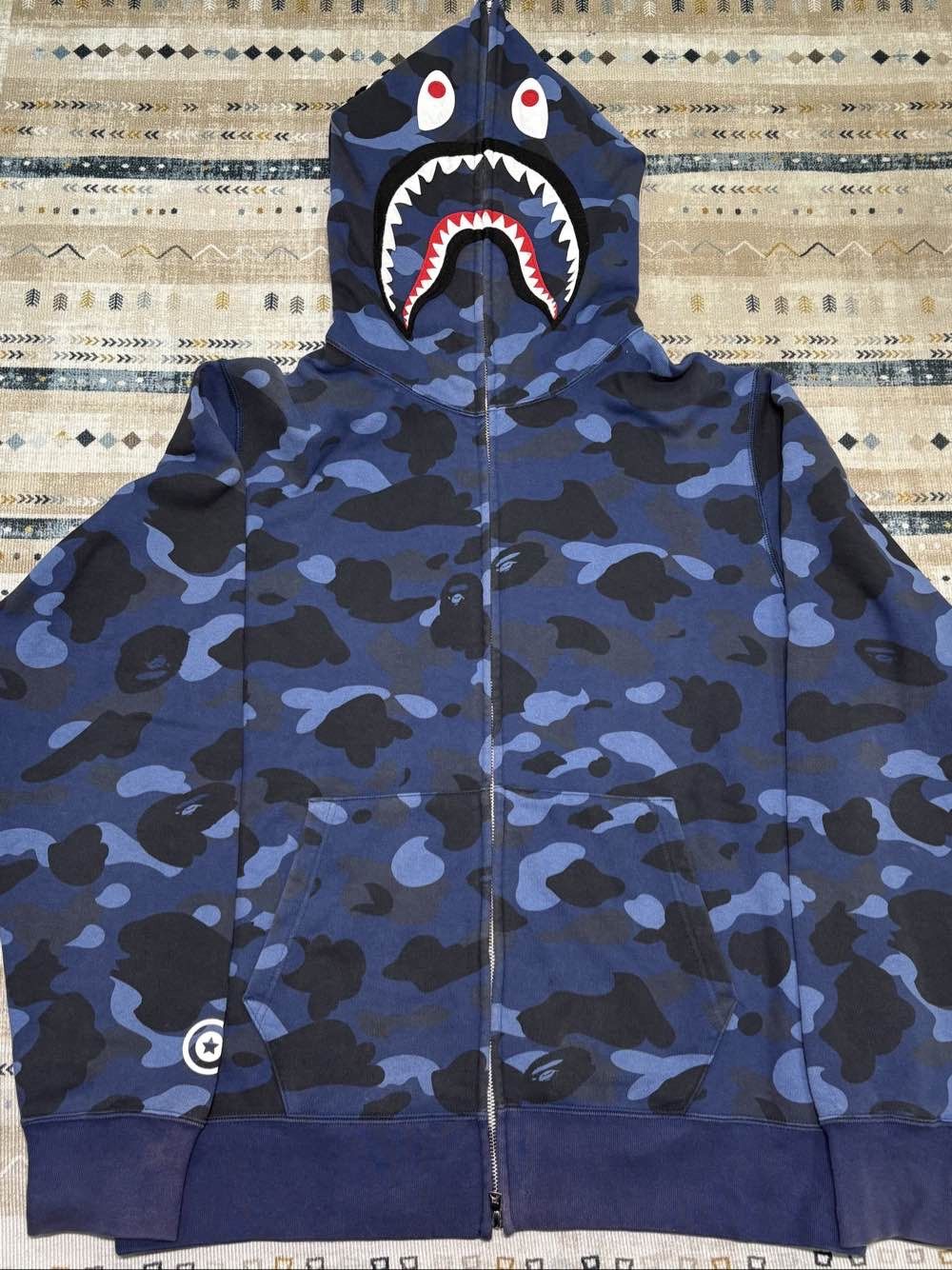 Bape A Bathing Ape Blue Camo Shark Hoodie Size XL Size US XL / EU 56 / 4 - 1 Thumbnail