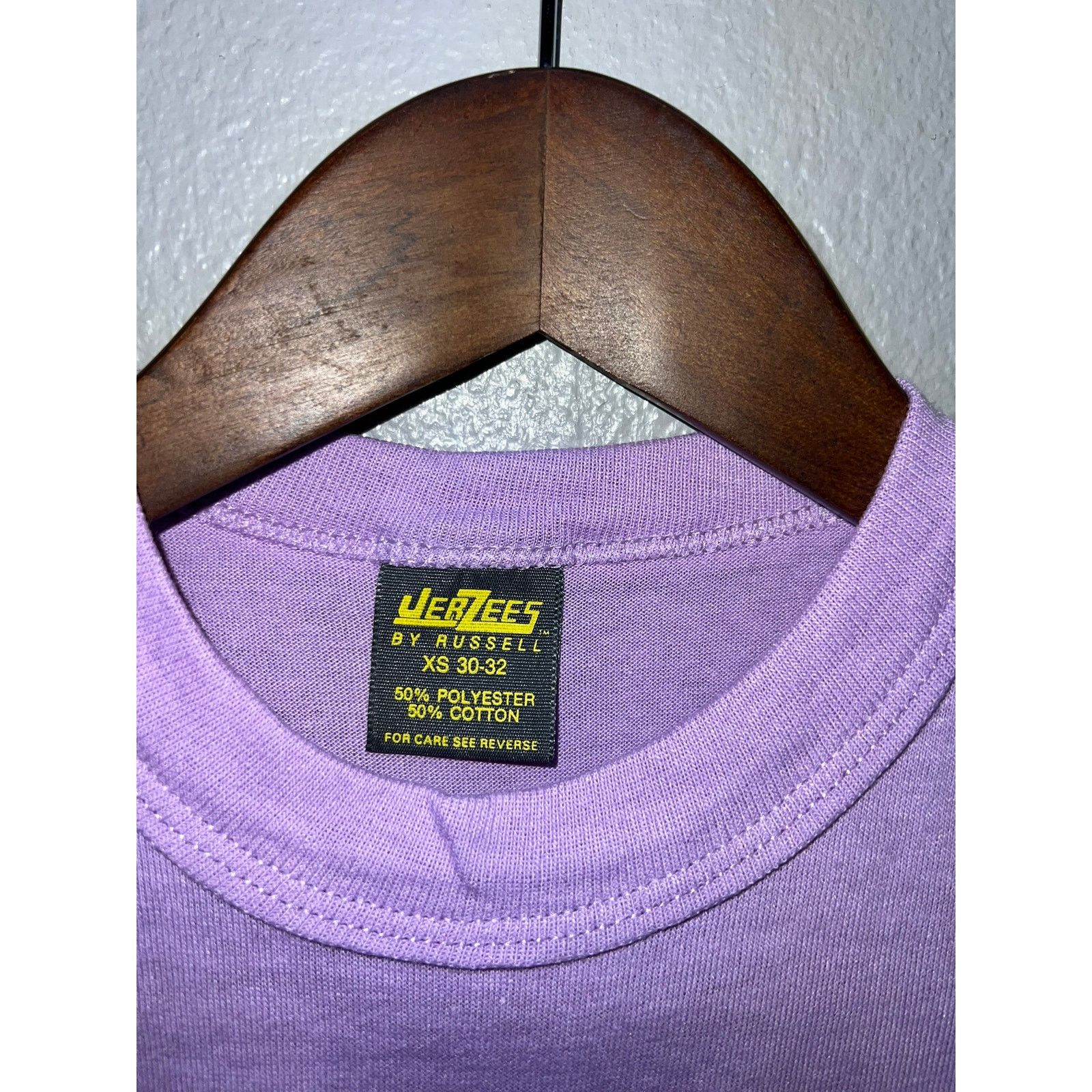 Jerzees 80s Women's Jerzees Russell Purple Crop Top Shirt Women XS Size XS / US 0-2 / IT 36-38 - 5 Thumbnail