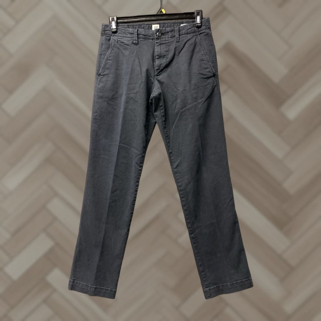 Gap GAP Pants Mens 30x32 Slim Chino Straight Leg Faded Black Stretch 5-Pocket Logo Zipper Button Casual Workwear Travel Adult Mens Size US 30 / EU 46 - 1 Thumbnail