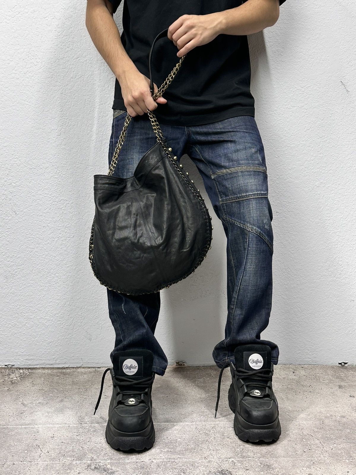 A.S.98 Vintage Leather Bag AS 98 style Metal Sling Bag Gothic GOA Size ONE SIZE - 2 Thumbnail