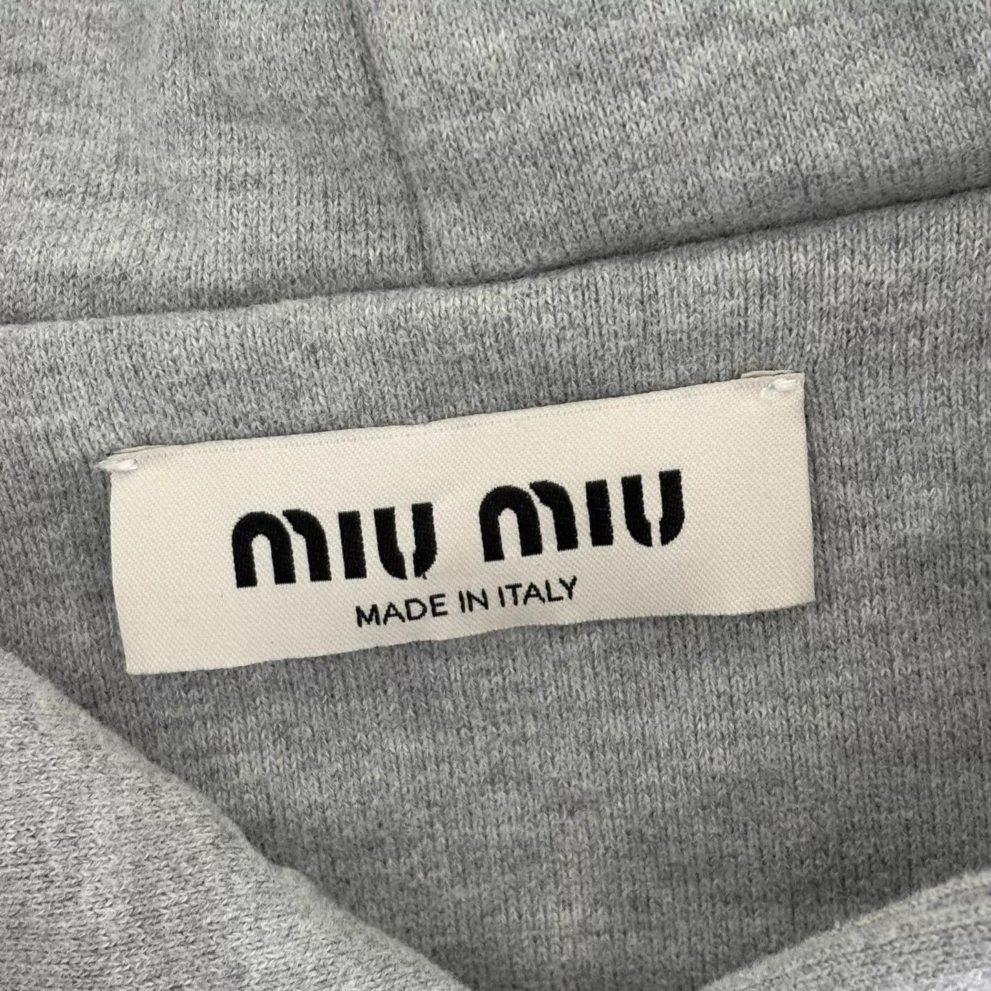 Miu Miu MIU MIU Embroidered Logo Patch Hoodie Gray L NWT Size L / US 10 / IT 46 - 3 Thumbnail