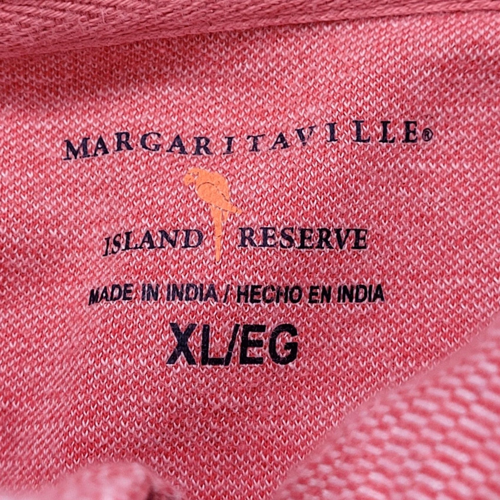 Vintage Margaritaville Mens XL Pullover Sweatshirt Mock Neck 3 Button Pink Striped Island Reserve, Beach Vibes, Cotton Blend Size US XL / EU 56 / 4 - 2 Thumbnail