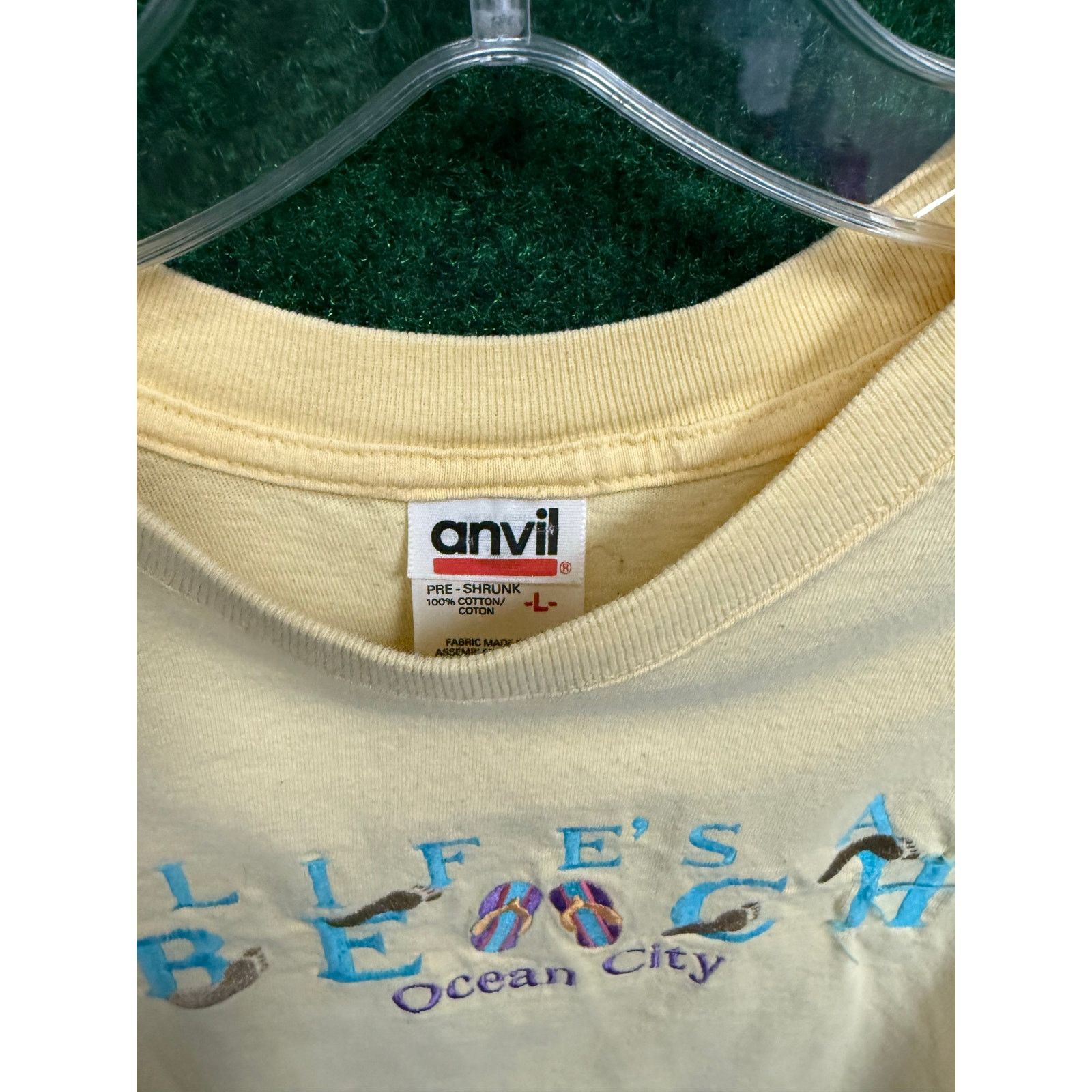 Anvil Ocean City Maryland Yellow Vintage Shirt Sz Large Beach Size L / US 10 / IT 46 - 4 Thumbnail
