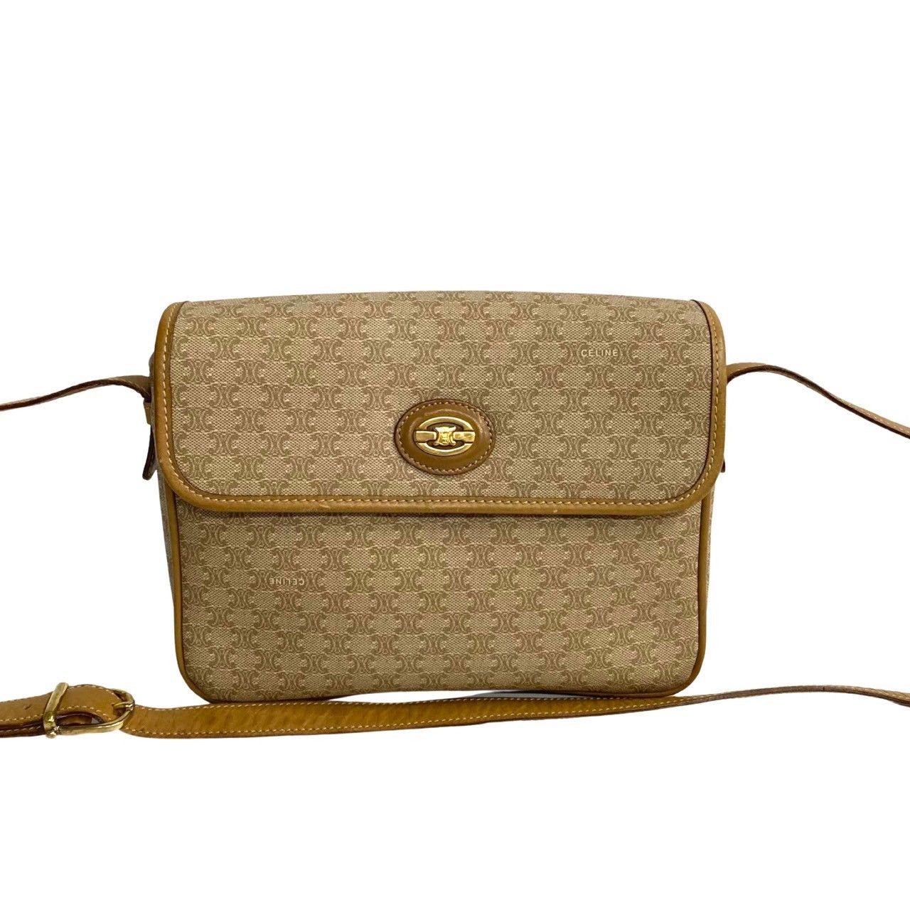 image of Celine Macadam Canvas Crossbody Bag in Brown, Women's