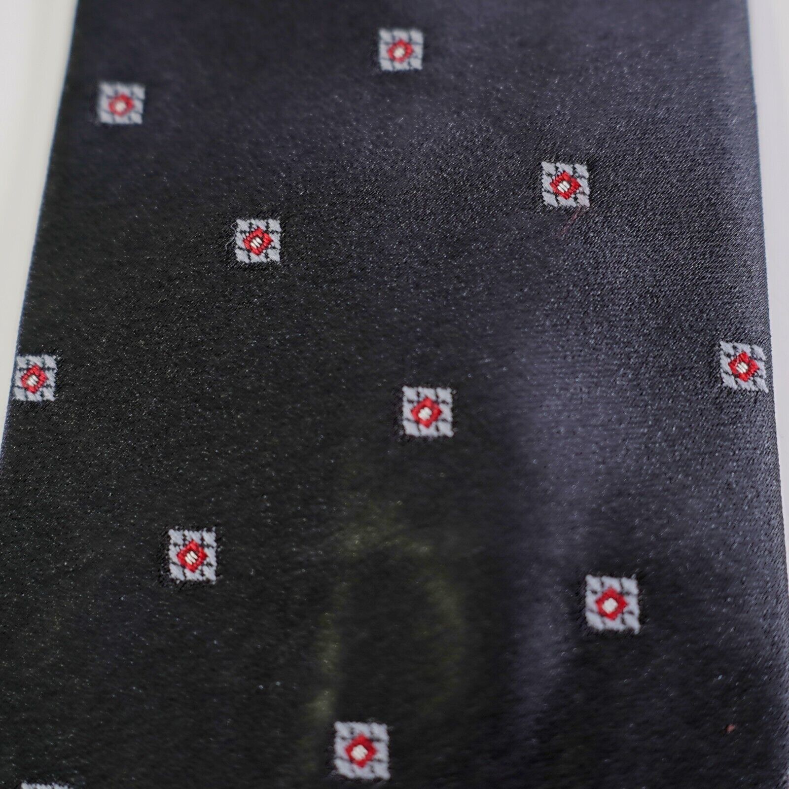 Vintage Surrey Polyester Silk Black Geometric Short Skinny Tie Size ONE SIZE - 2 Thumbnail
