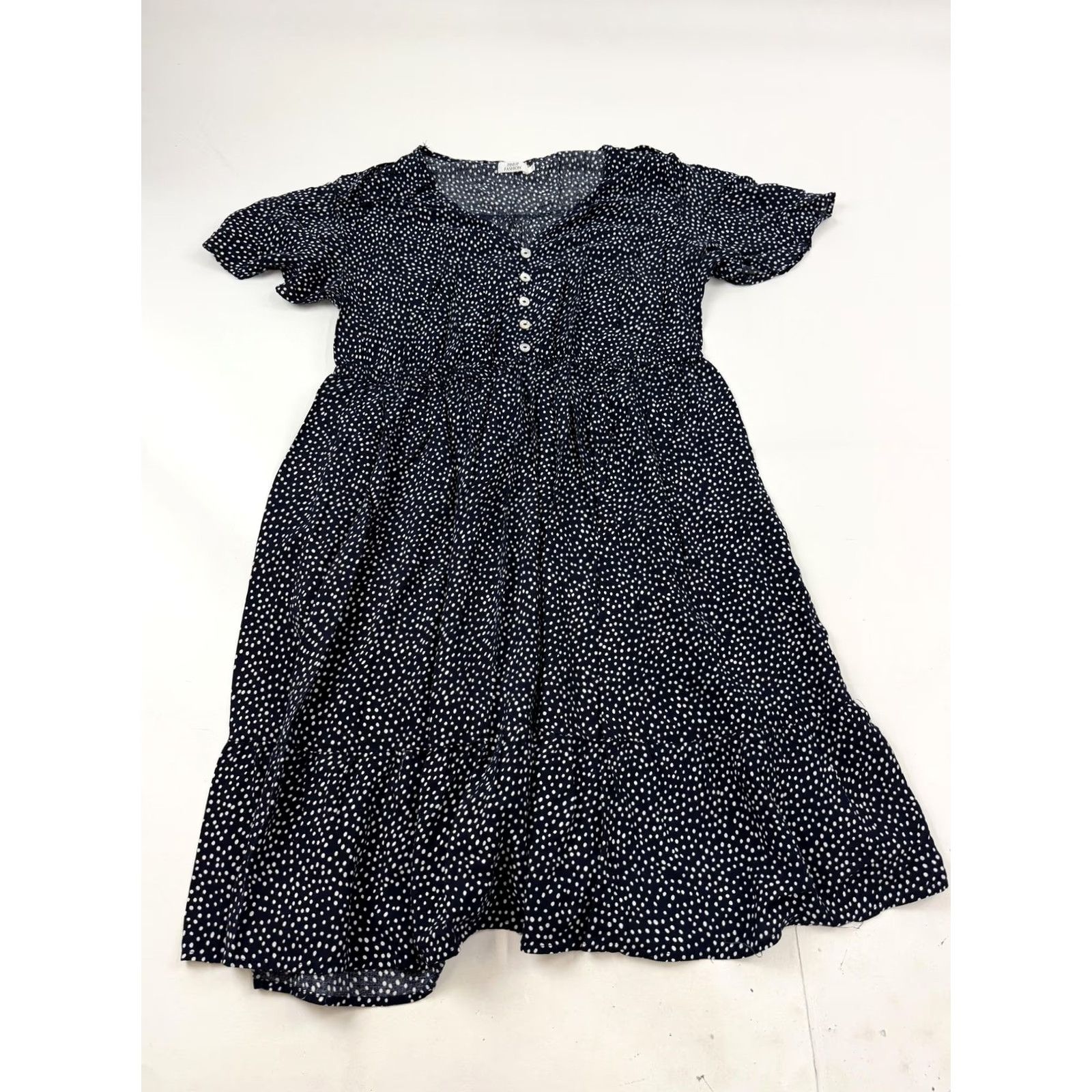 Vintage VINTAGE PINUP FASHION Dress Womens 18W Blue Polka Dot V Neck Fit & Flare Knee Length Size XXL / US 16-18 / IT 52-54 - 2 Thumbnail