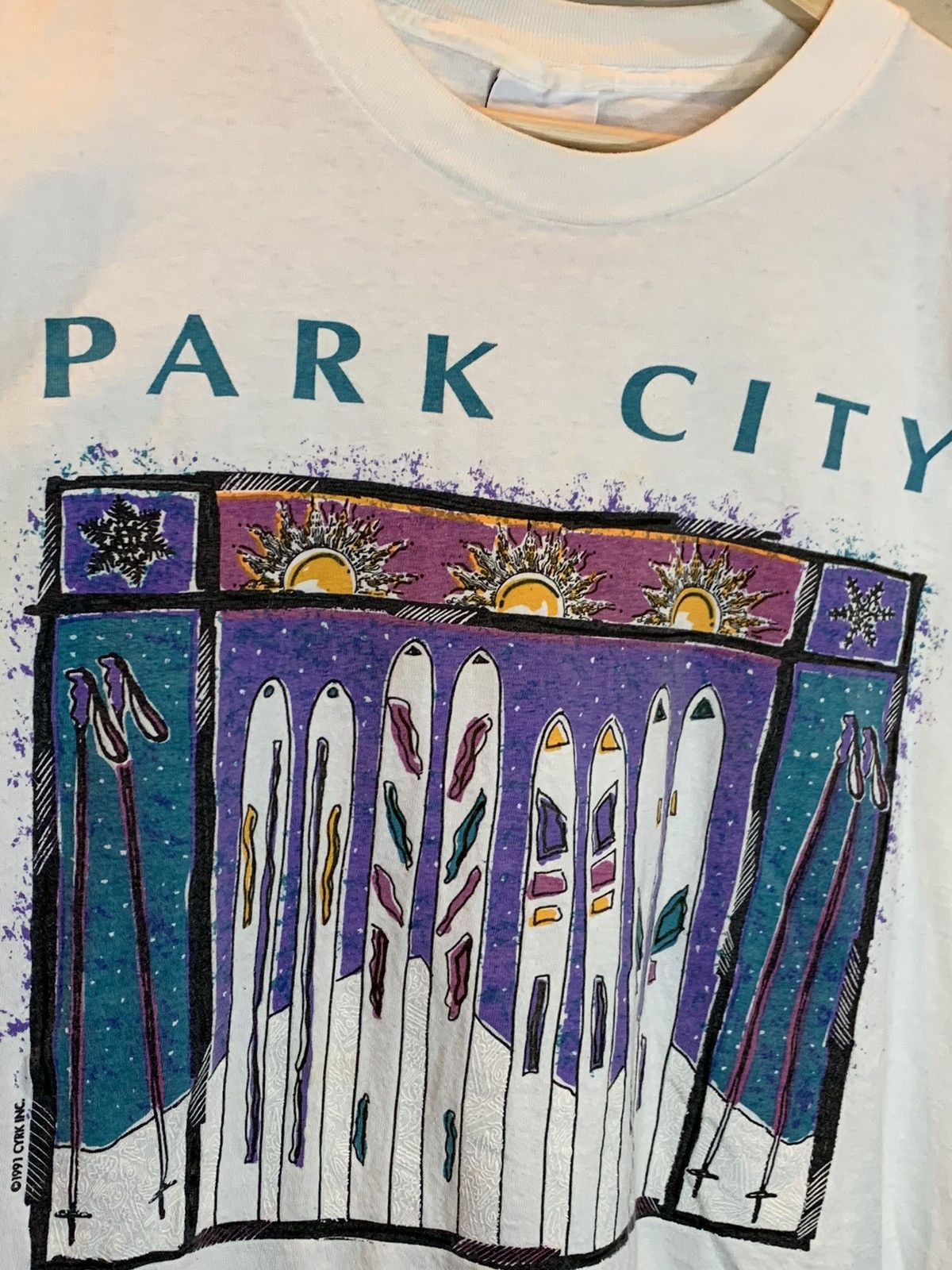 Vintage *RARE* Vintage 1991 Park City Utah Ski Snow Winter Art Shirt Size US L / EU 52-54 / 3 - 5 Thumbnail