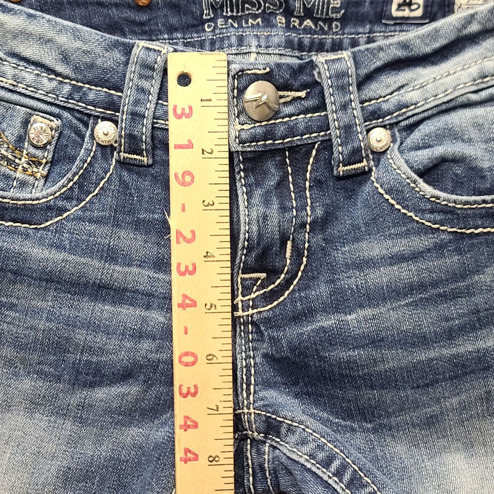 Miss Me Miss Me Cut Off Shorts Womens 26 Skinny Fit Raw Hem Festival Embroidered Denim Blue 5-Pocket Size 26" / US 2 / IT 38 - 4 Thumbnail