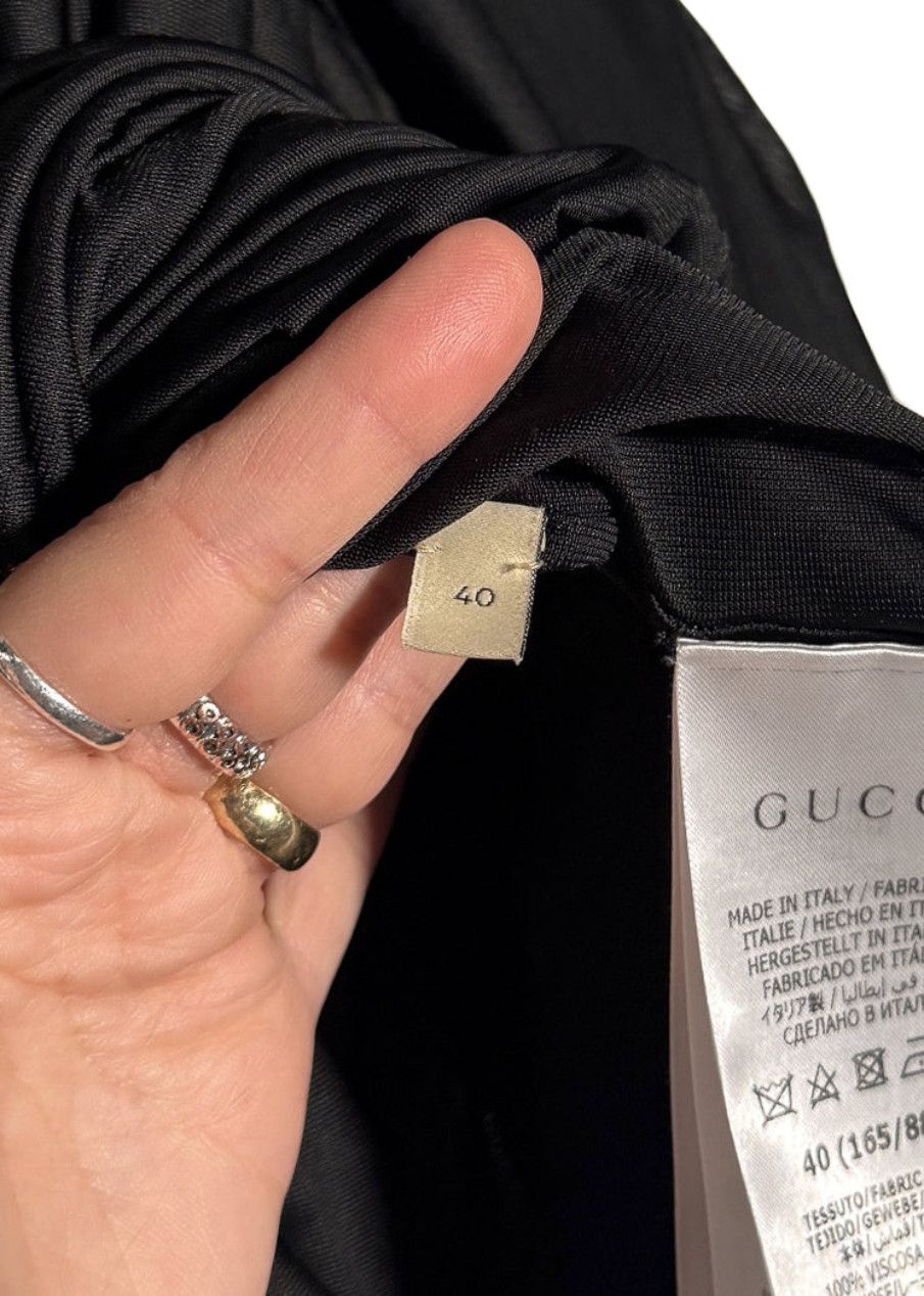 Gucci Gucci FW23 Black Gathered Viscose Jersey Long Sleeves Top Size S / US 4 / IT 40 - 11 Thumbnail