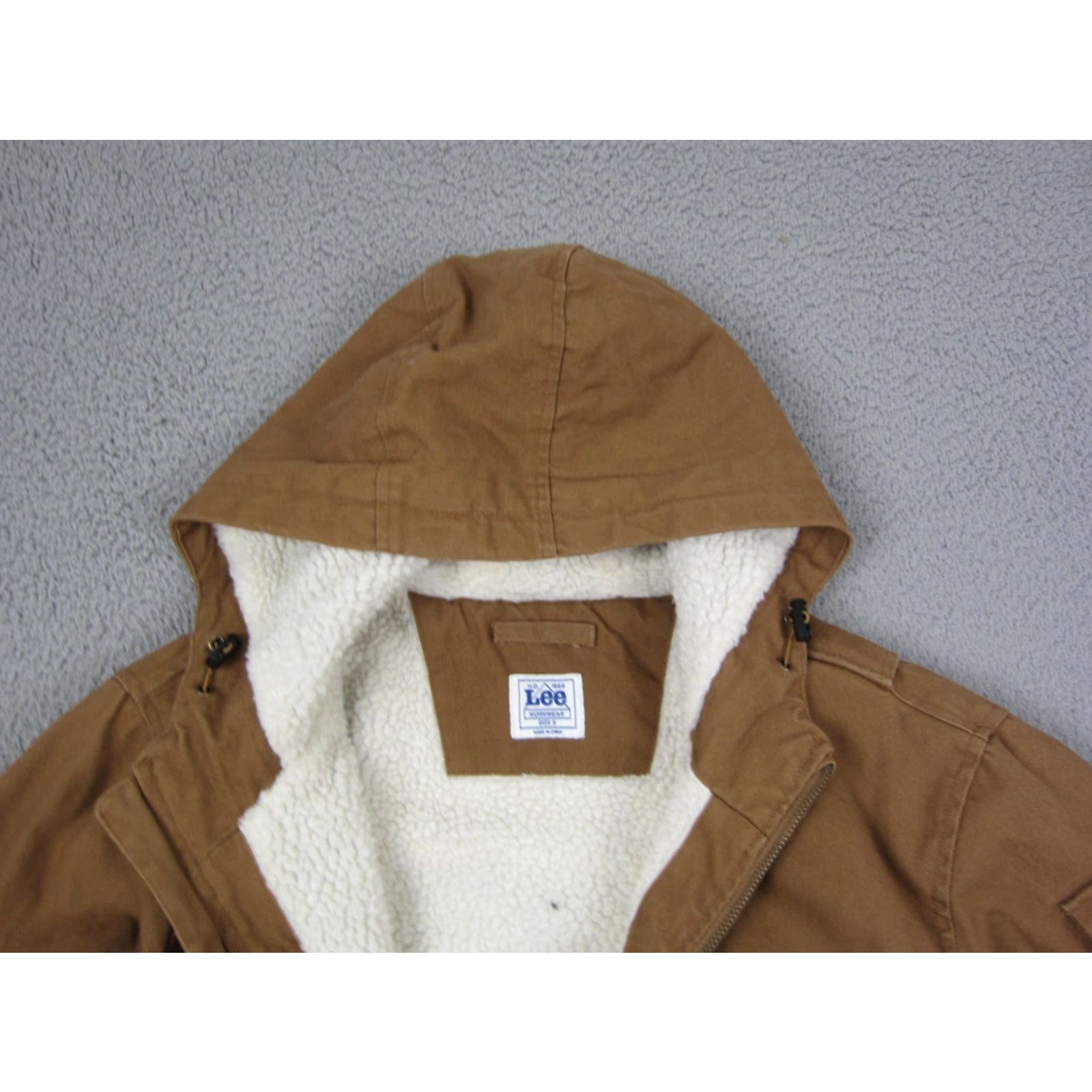 Lee VINTAGE Lee Jacket Bomber Jacket Men Small Brown Duck Canvas Sherpa Lined 90s Logo Workwear Casual Hooded Pockets Size US S / EU 44-46 / 1 - 2 Thumbnail