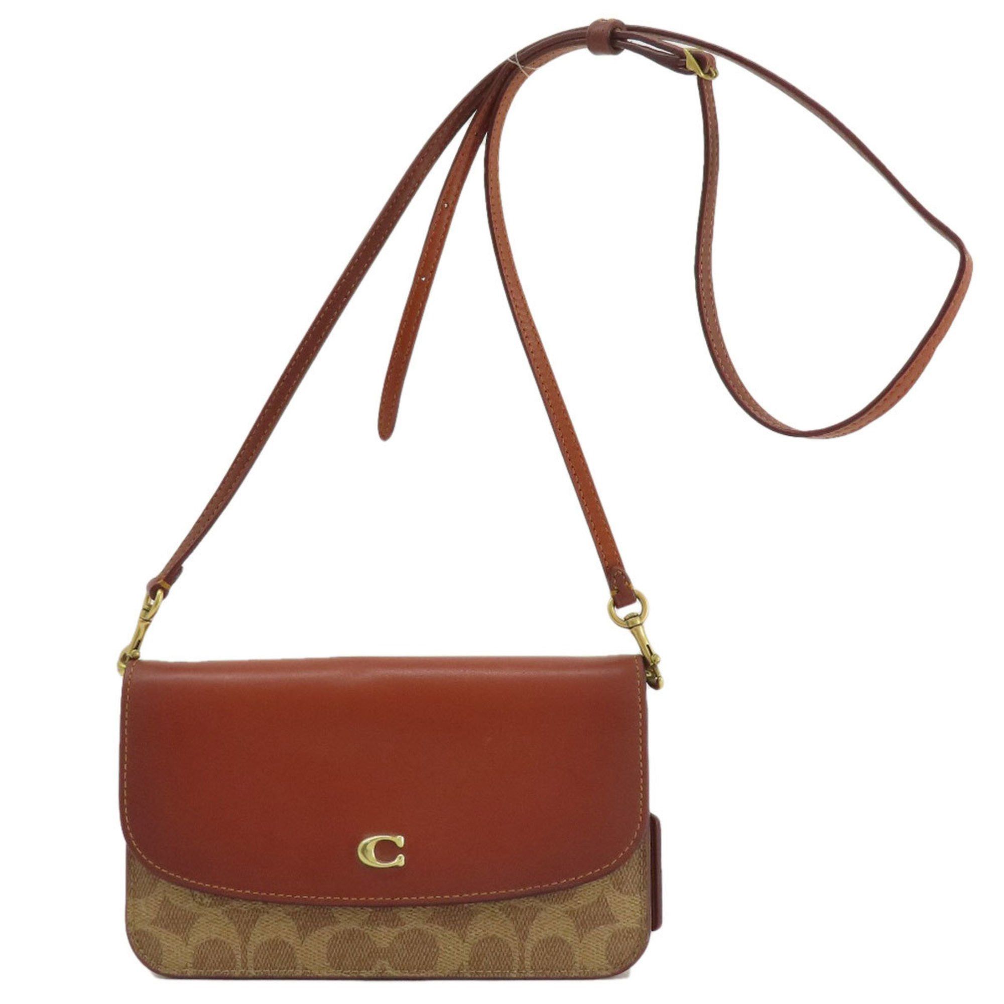image of Coach C5362 Shoulder Wallet Signature Long Pvc/leather Women's Coach in Brown