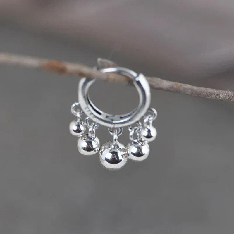 Jewelry Tassel Hoop Earrings 925 Sterling Silver Jewelry Gift Size ONE SIZE - 1 Thumbnail