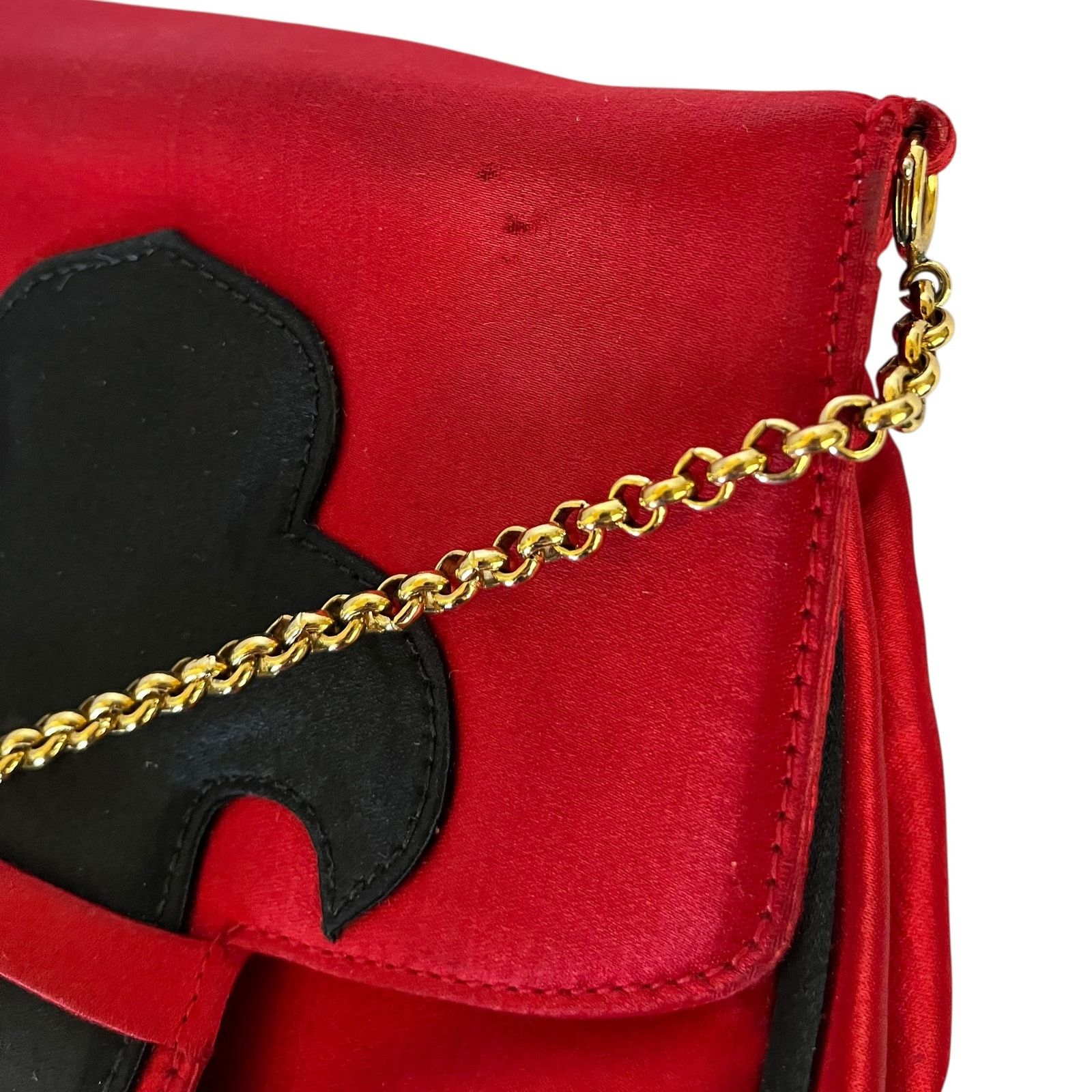 Escada × Vintage Escada Vintage Fleur De Lis Red Satin Crossbody Evening Bag Size ONE SIZE - 5 Thumbnail
